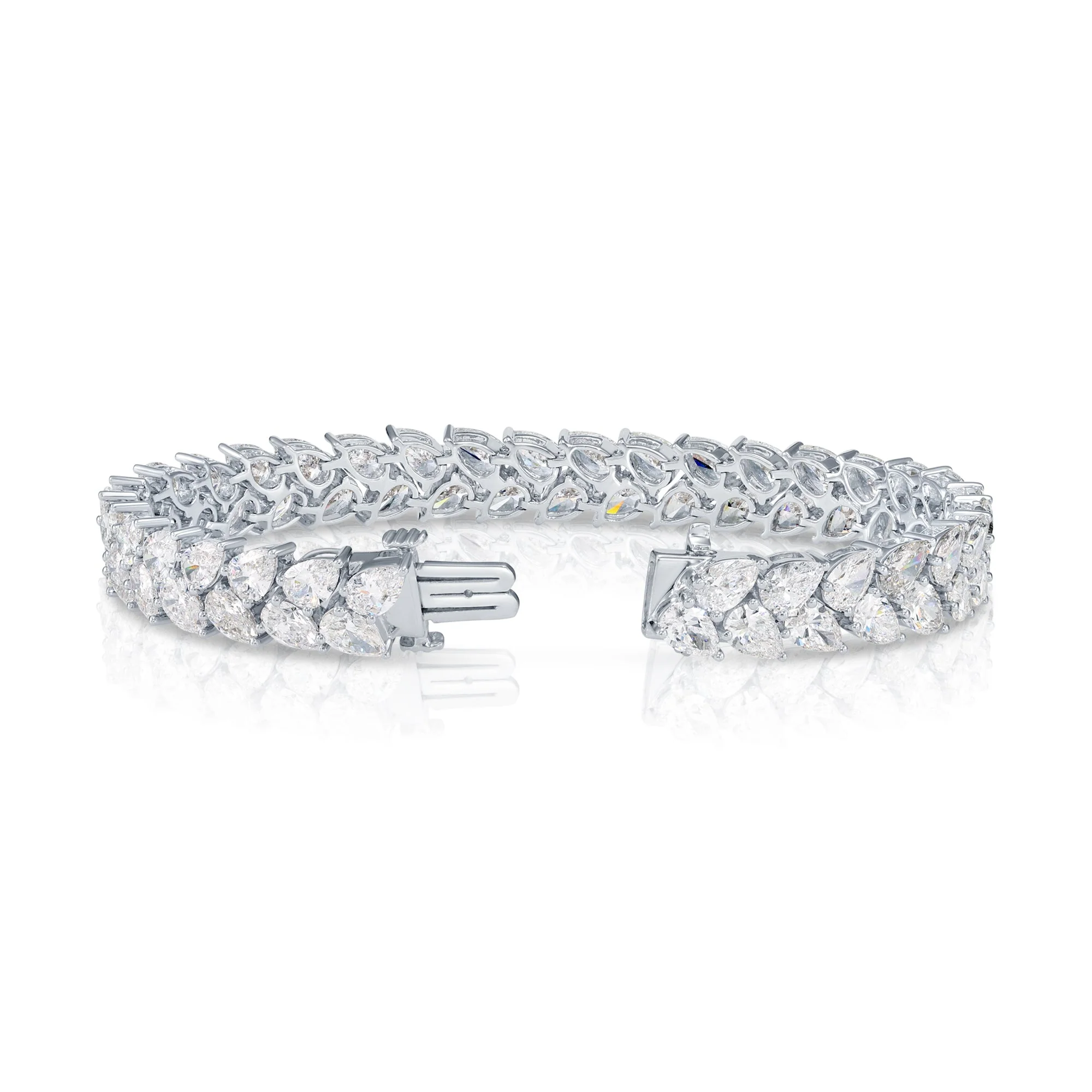 14K White Gold Pear Cut Diamond Bracelet 22.45ct - Image 3