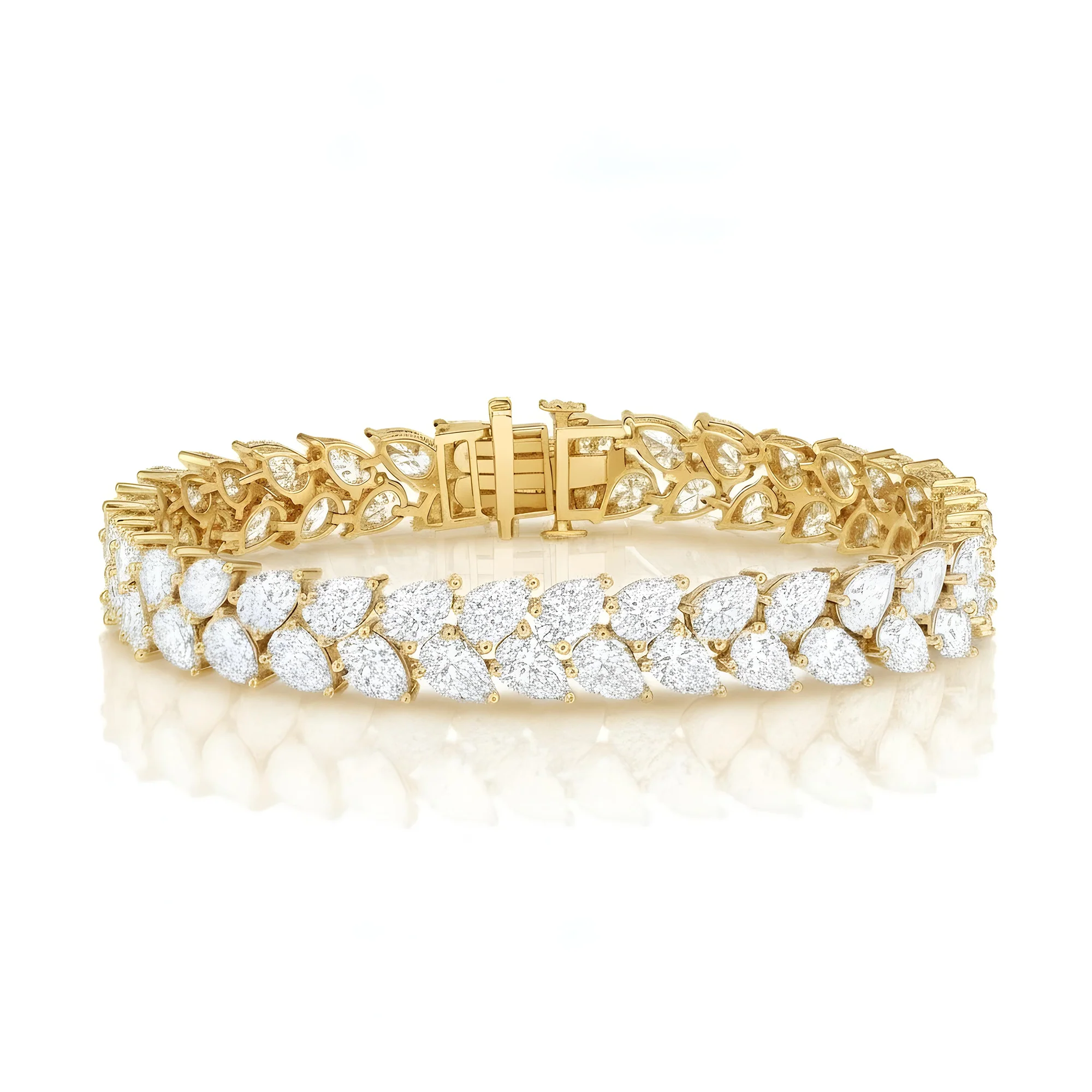 14K White Gold Pear Cut Diamond Bracelet 22.45ct - Image 4
