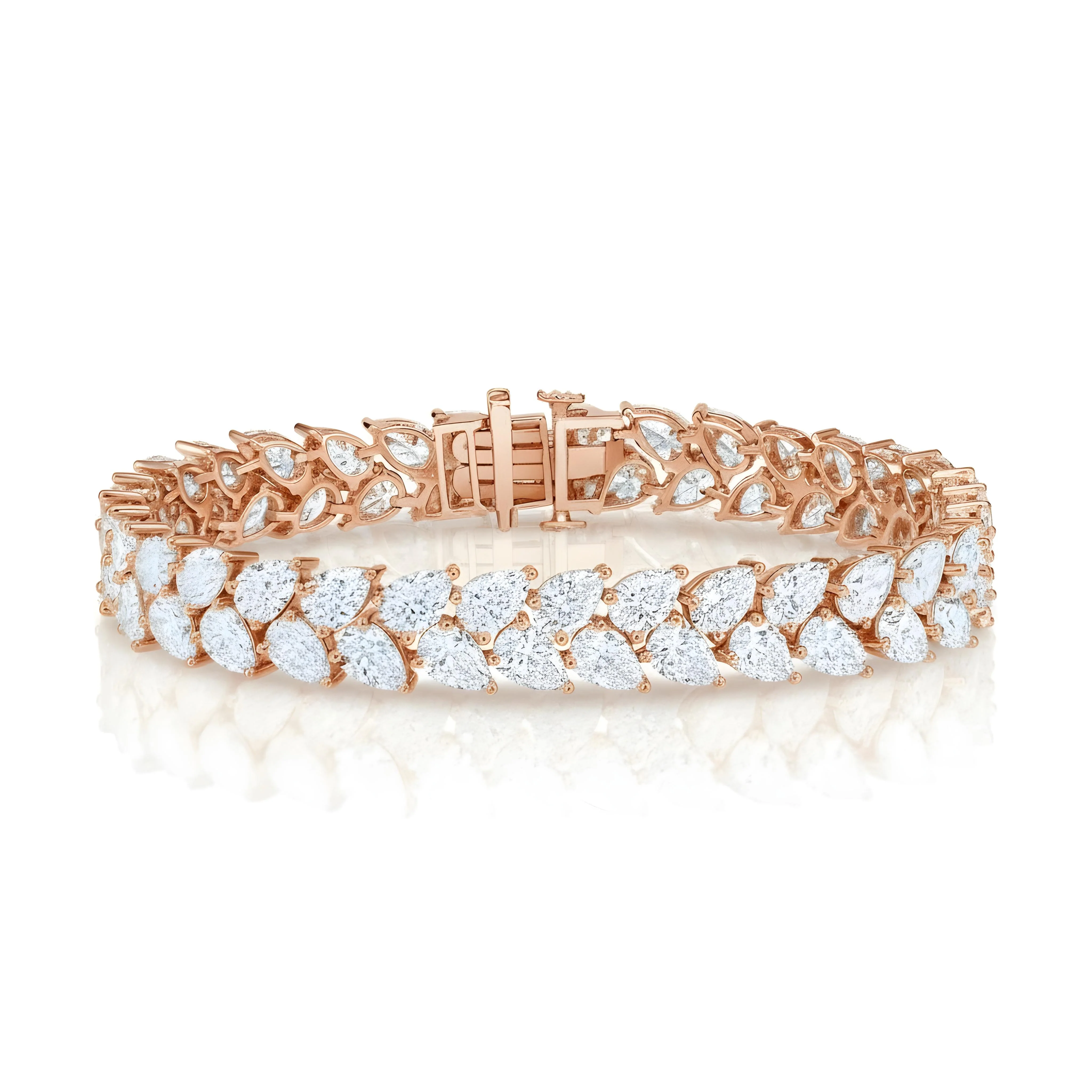 14K White Gold Pear Cut Diamond Bracelet 22.45ct - Image 6