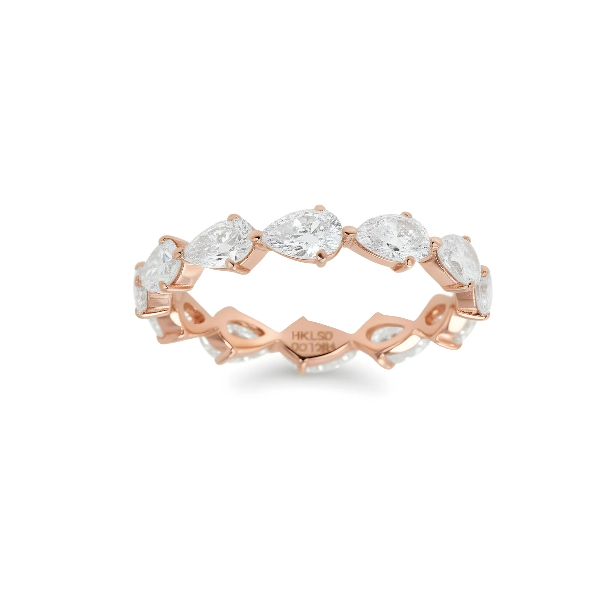 14K White Gold Pear Cut Diamond Eternity Ring 2.20ct (size 6-8) - Image 7