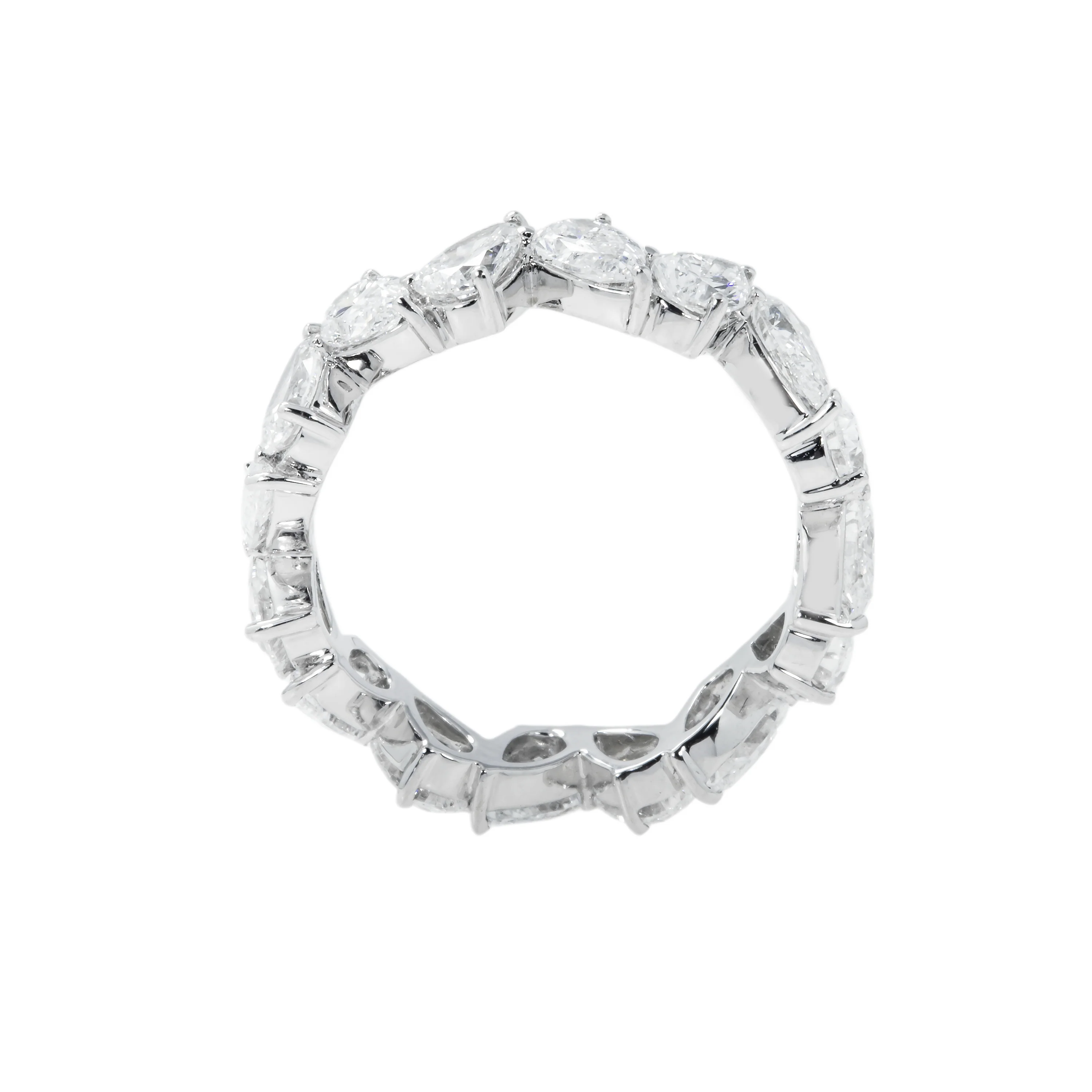 14K White Gold Pear Cut Diamond Eternity Ring 3.56ct (size 6.5) - Image 4