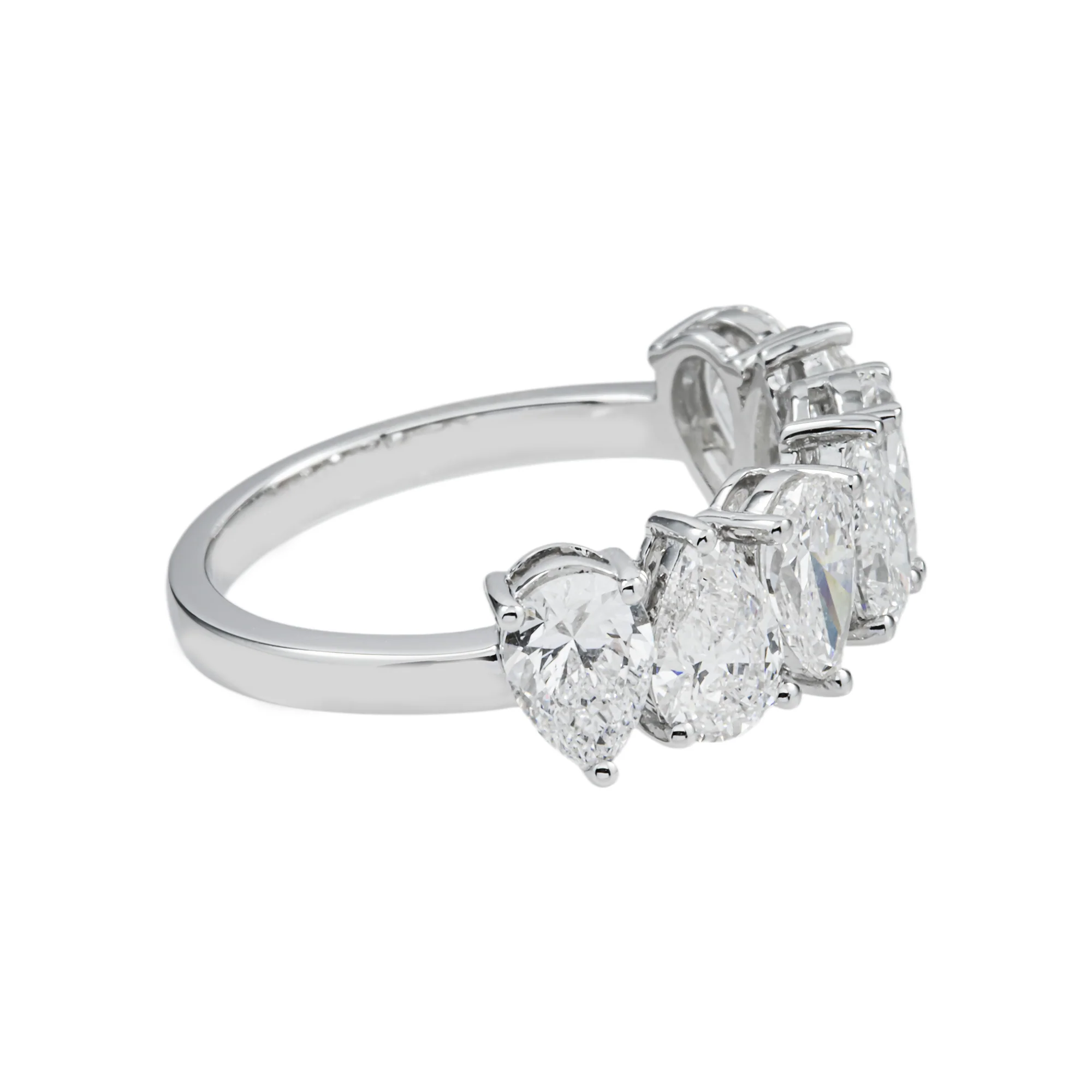14K White Gold Pear Cut Diamond Half Eternity Ring 2.90ct - Image 4
