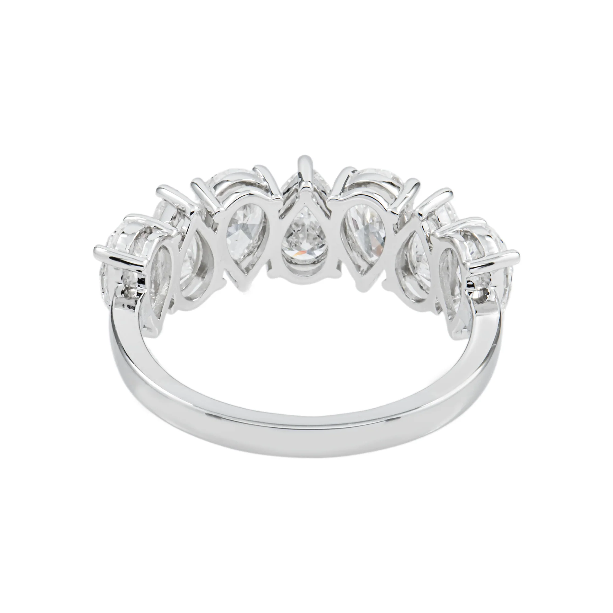 14K White Gold Pear Cut Diamond Half Eternity Ring 2.90ct - Image 5