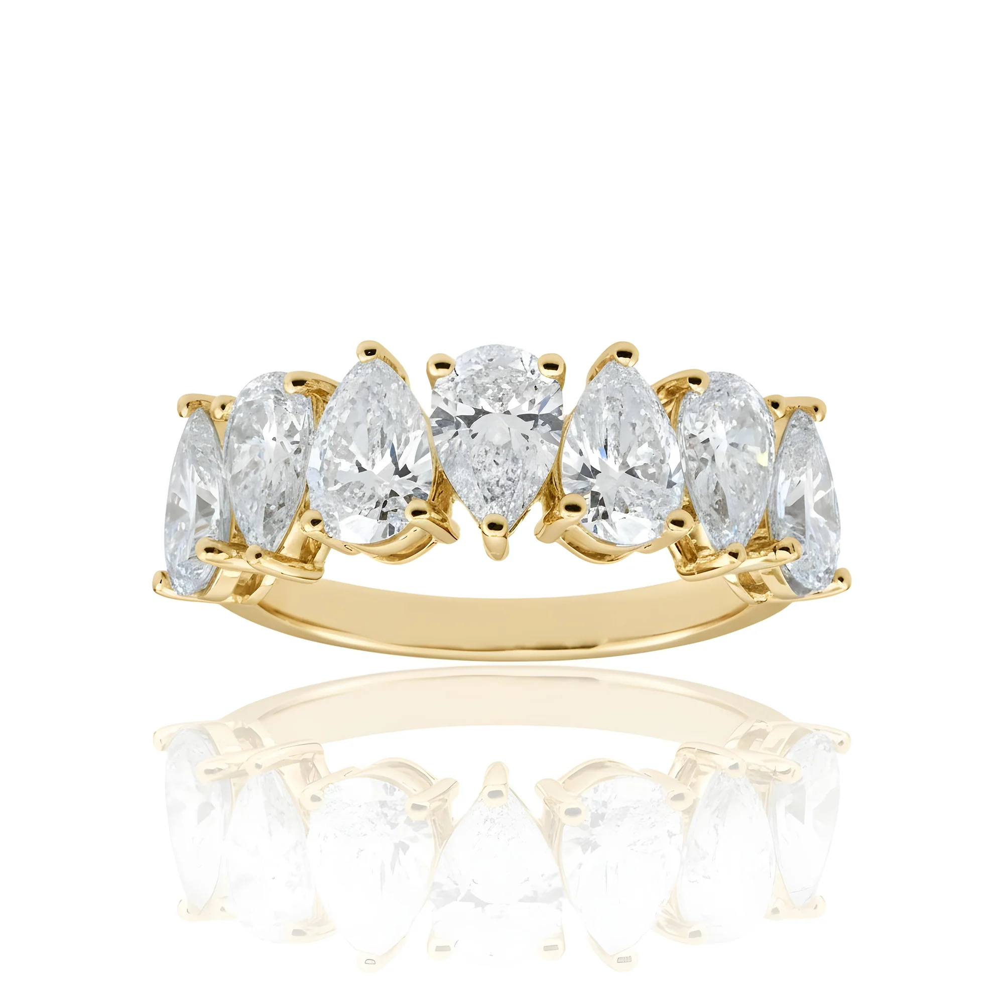 14K White Gold Pear Cut Diamond Half Eternity Ring 2.90ct - Image 6