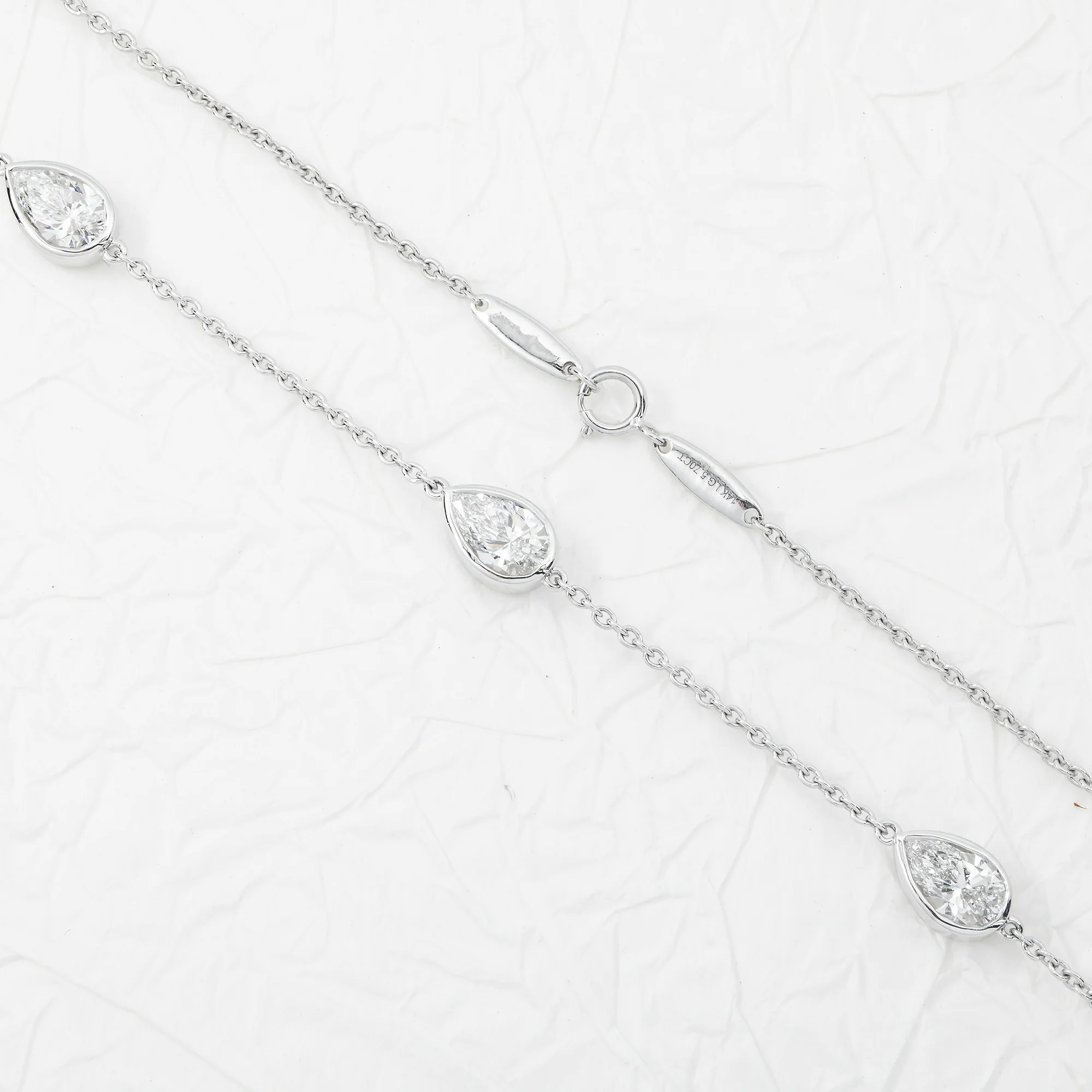 14K White Gold Pear Cut Diamond Satellite Necklace 5.70ct - Image 3