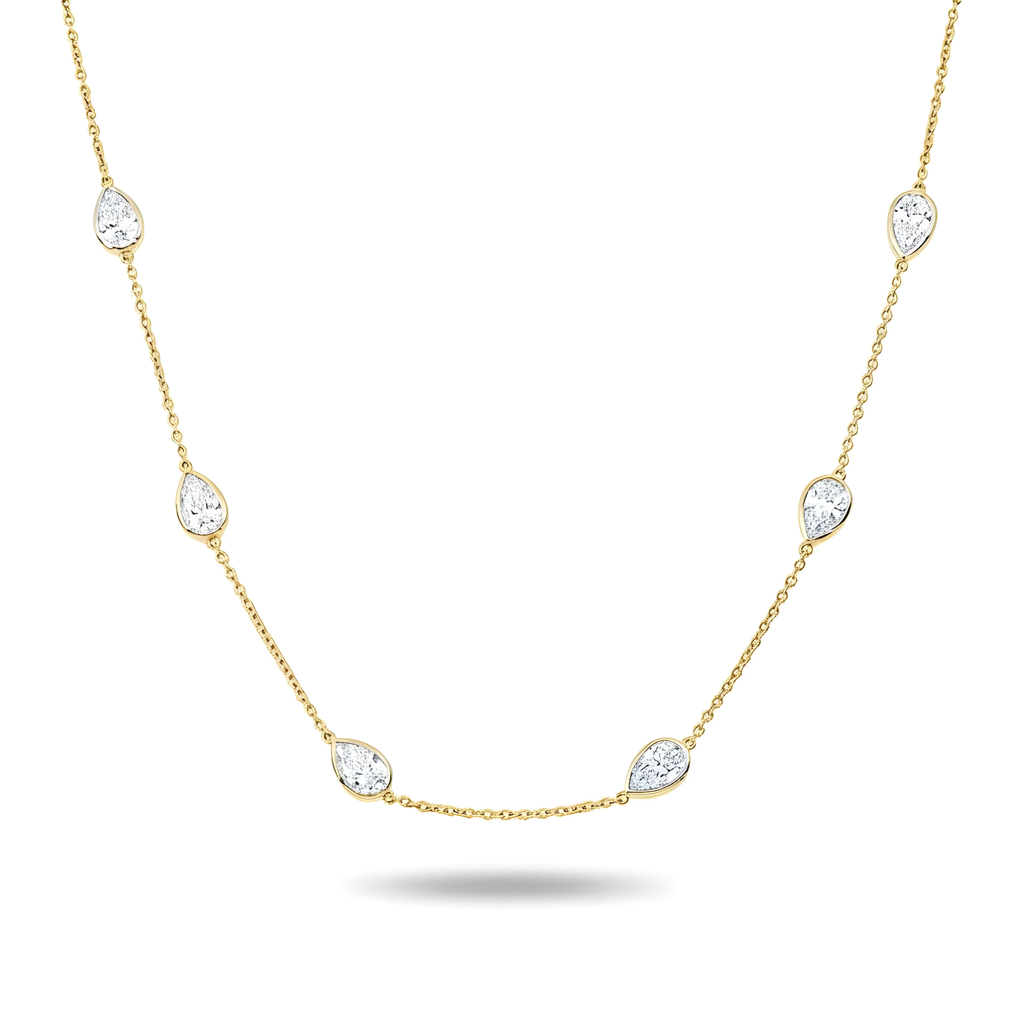 14K White Gold Pear Cut Diamond Satellite Necklace 5.70ct - Image 4