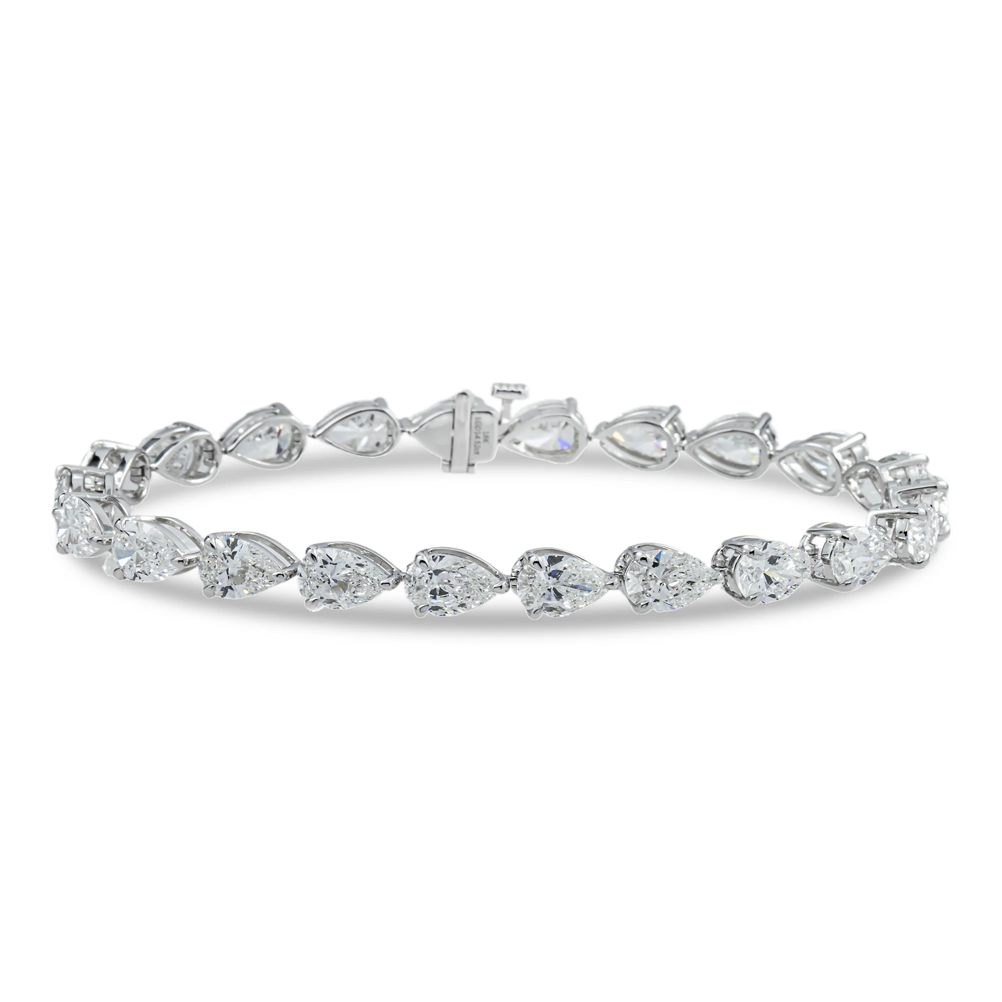 White Gold Pear Diamond Tennis Bracelet 14.52ct - Best Seller