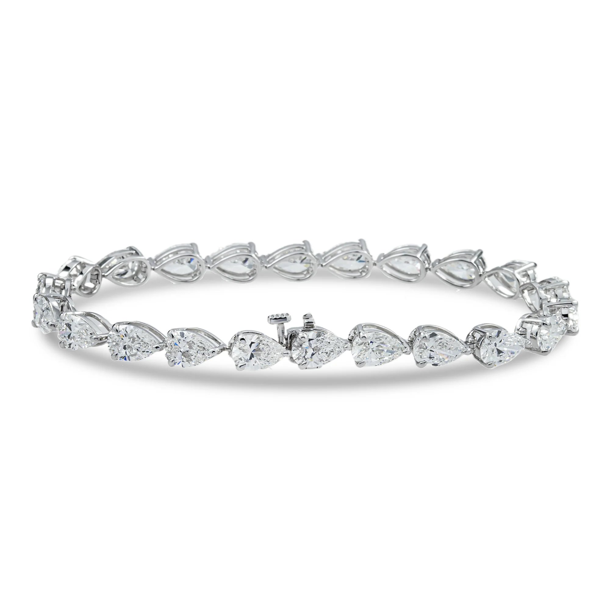 White Gold Pear Diamond Tennis Bracelet 14.52ct - Best Seller - Image 4