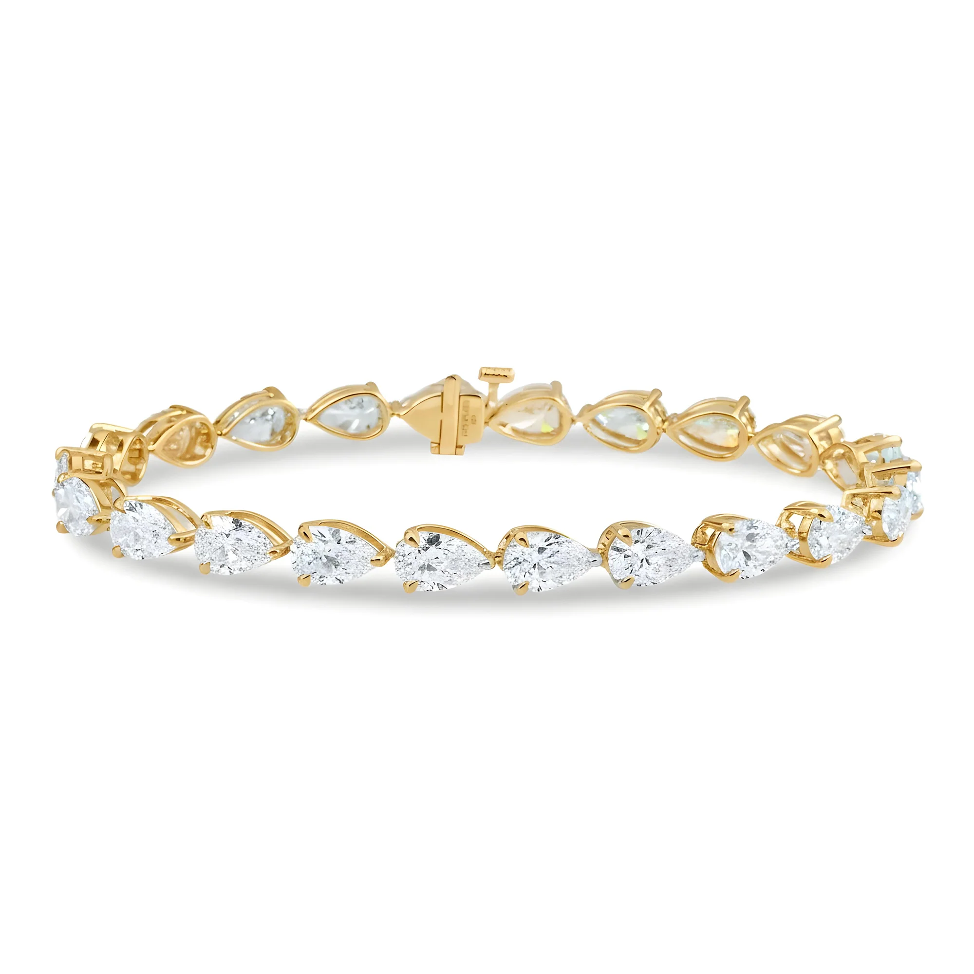 White Gold Pear Diamond Tennis Bracelet 14.52ct - Best Seller - Image 5
