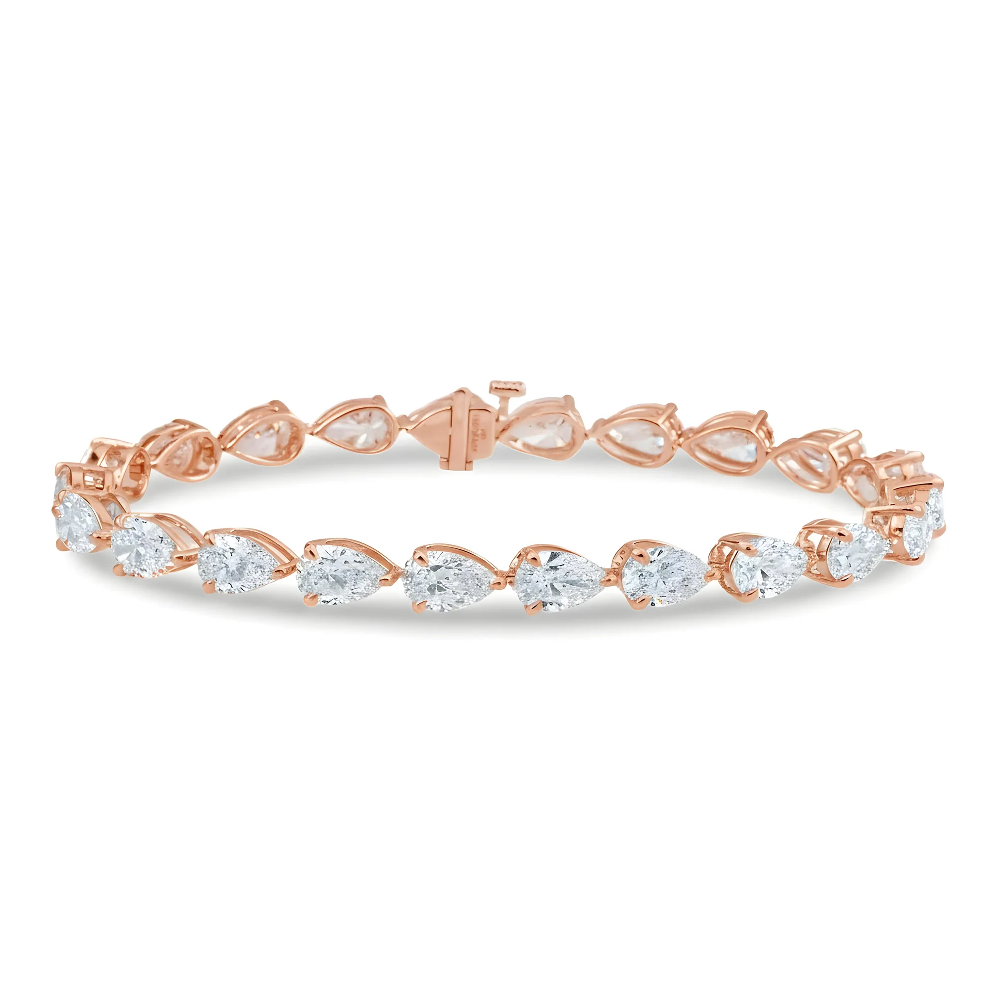 White Gold Pear Diamond Tennis Bracelet 14.52ct - Best Seller - Image 7