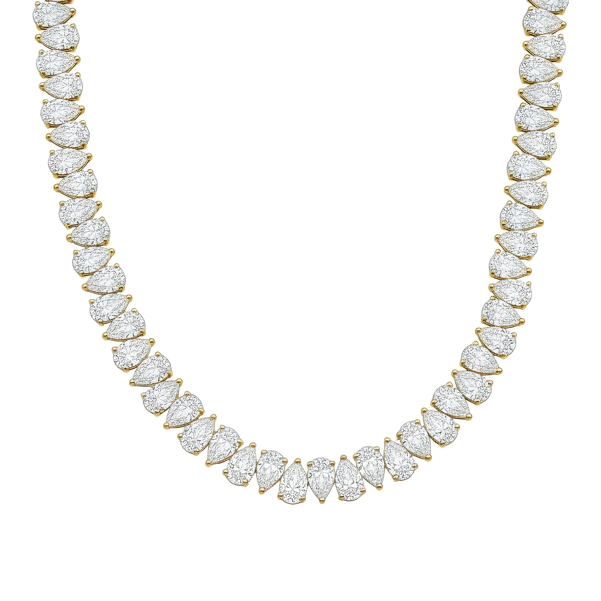 14K White Gold Pear Cut Diamond Tennis Chain 62.65ct - Image 5