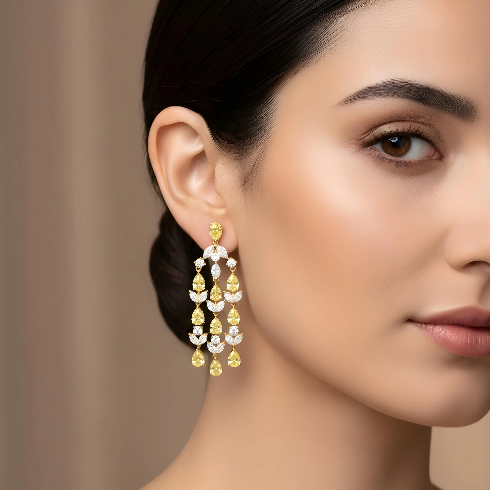 14K White Gold Canary Yellow Diamond Chandelier Drop Earrings 8.82ctw - Image 5