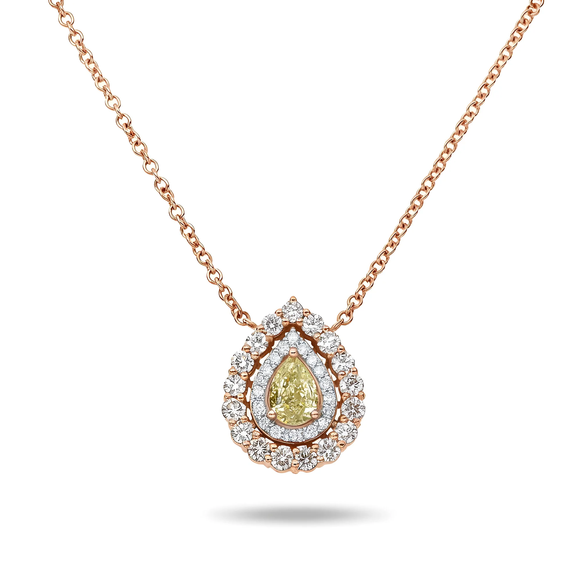 14K White Gold Pear Cut Canary Yellow Diamond Pendant & Chain Necklace 1.44ct - Image 6