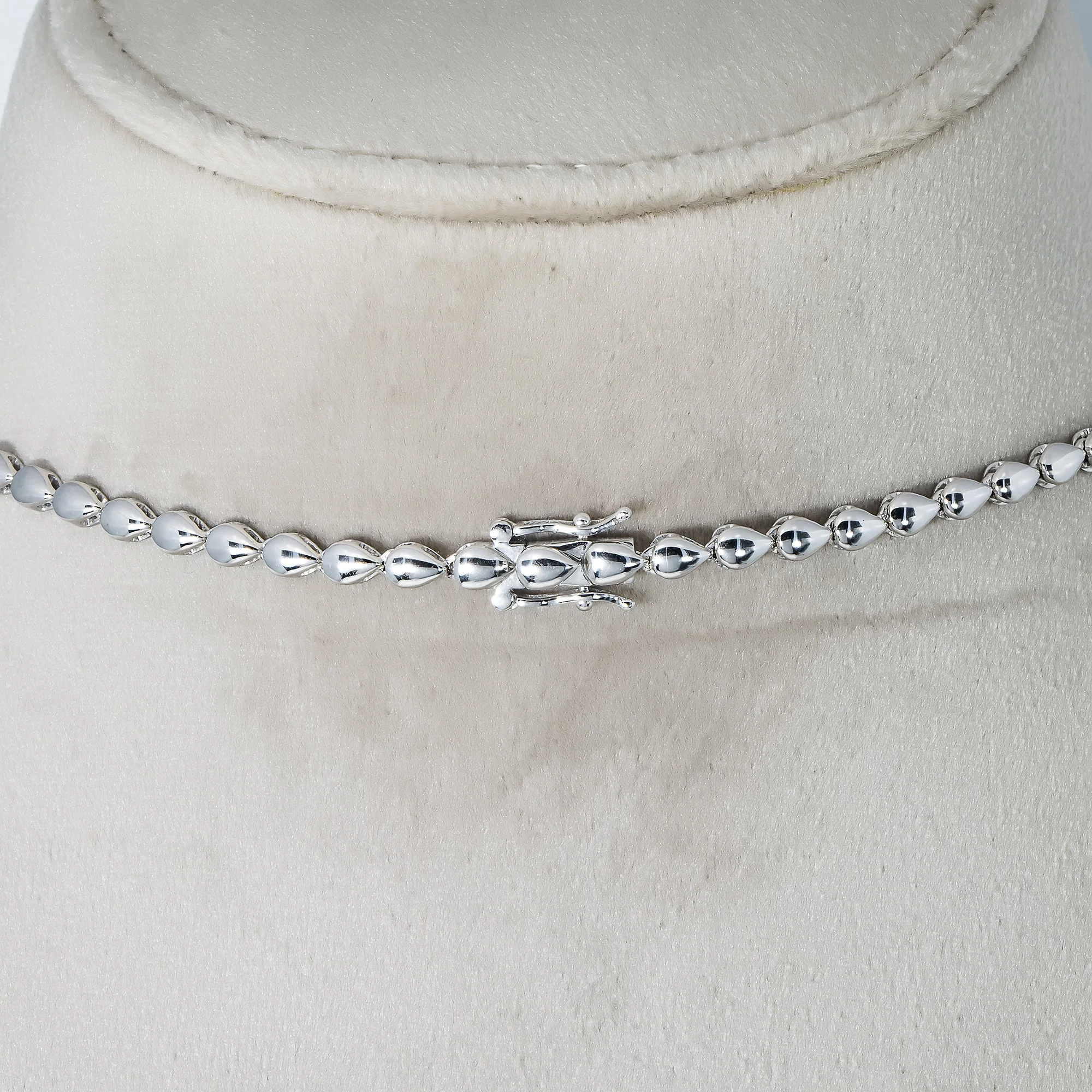 14K White Gold Pear Cut Ruby & Diamond Drop Necklace - Image 3