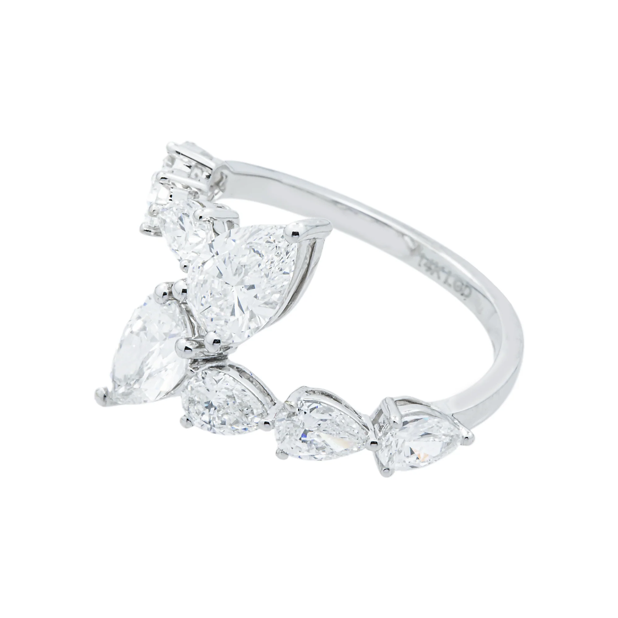14K White Gold Pear Diamond Wrap Ring 3.04ct - Image 4
