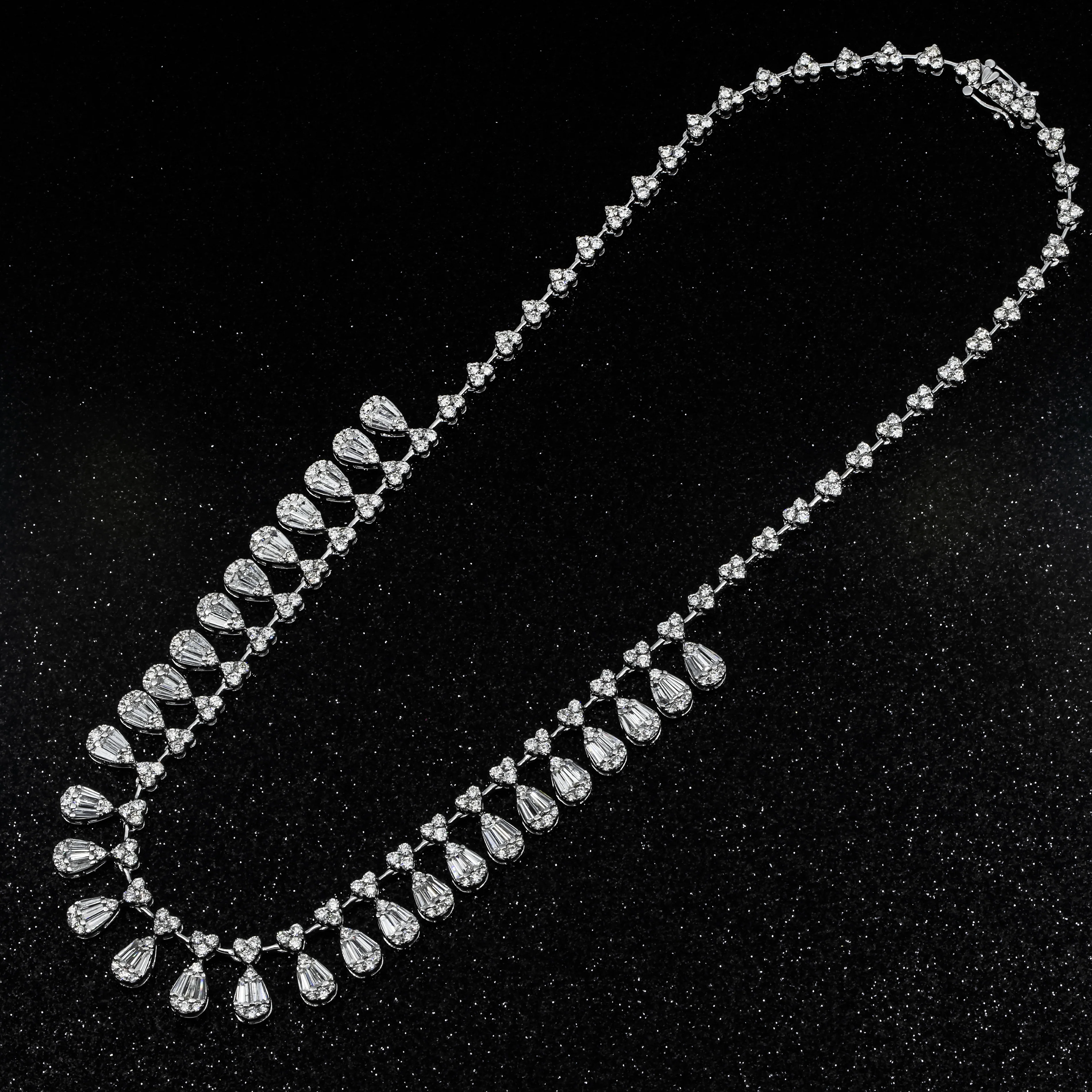 14K White Gold Pear Drop Diamond Necklace 15.25ct - Image 3