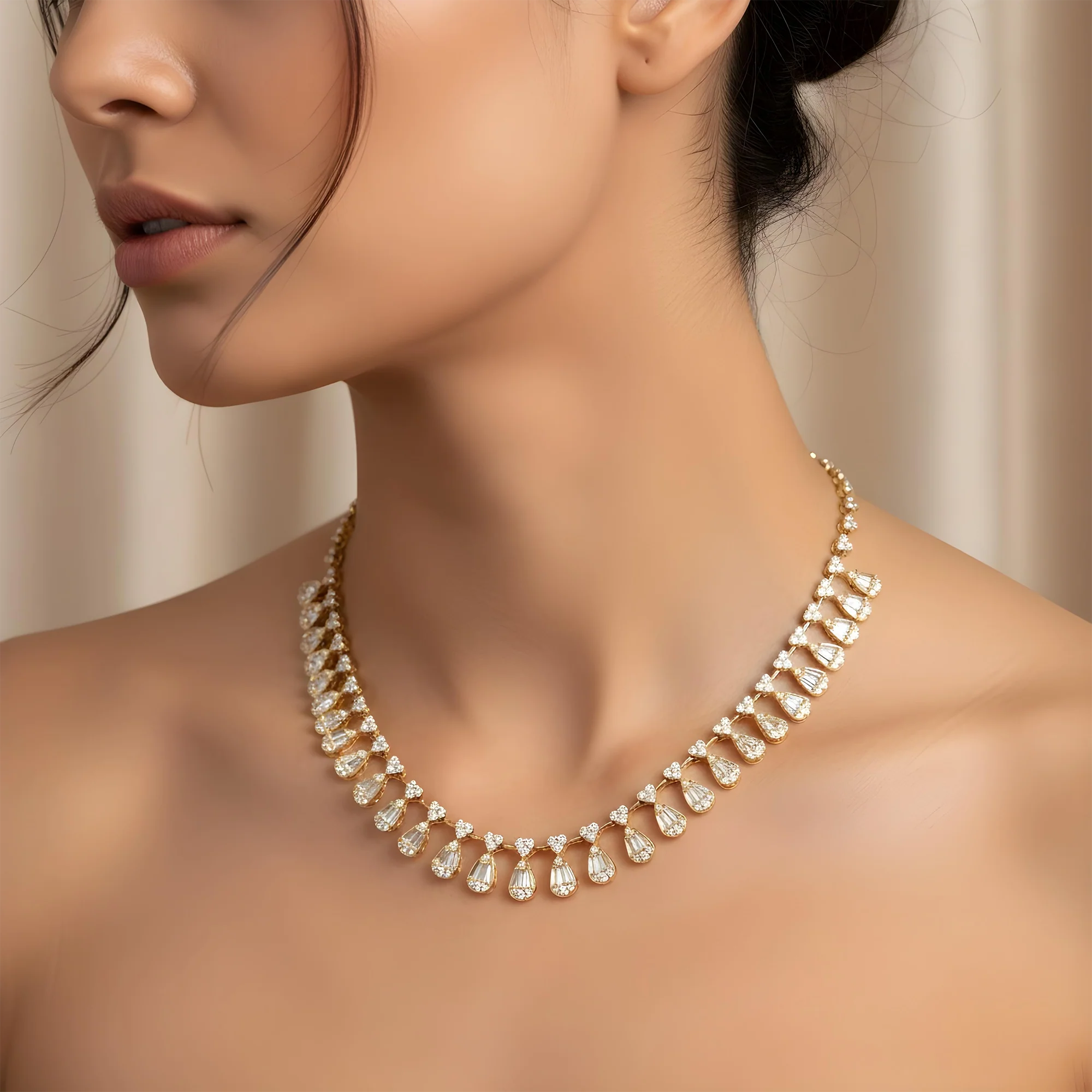 14K White Gold Pear Drop Diamond Necklace 15.25ct - Image 6
