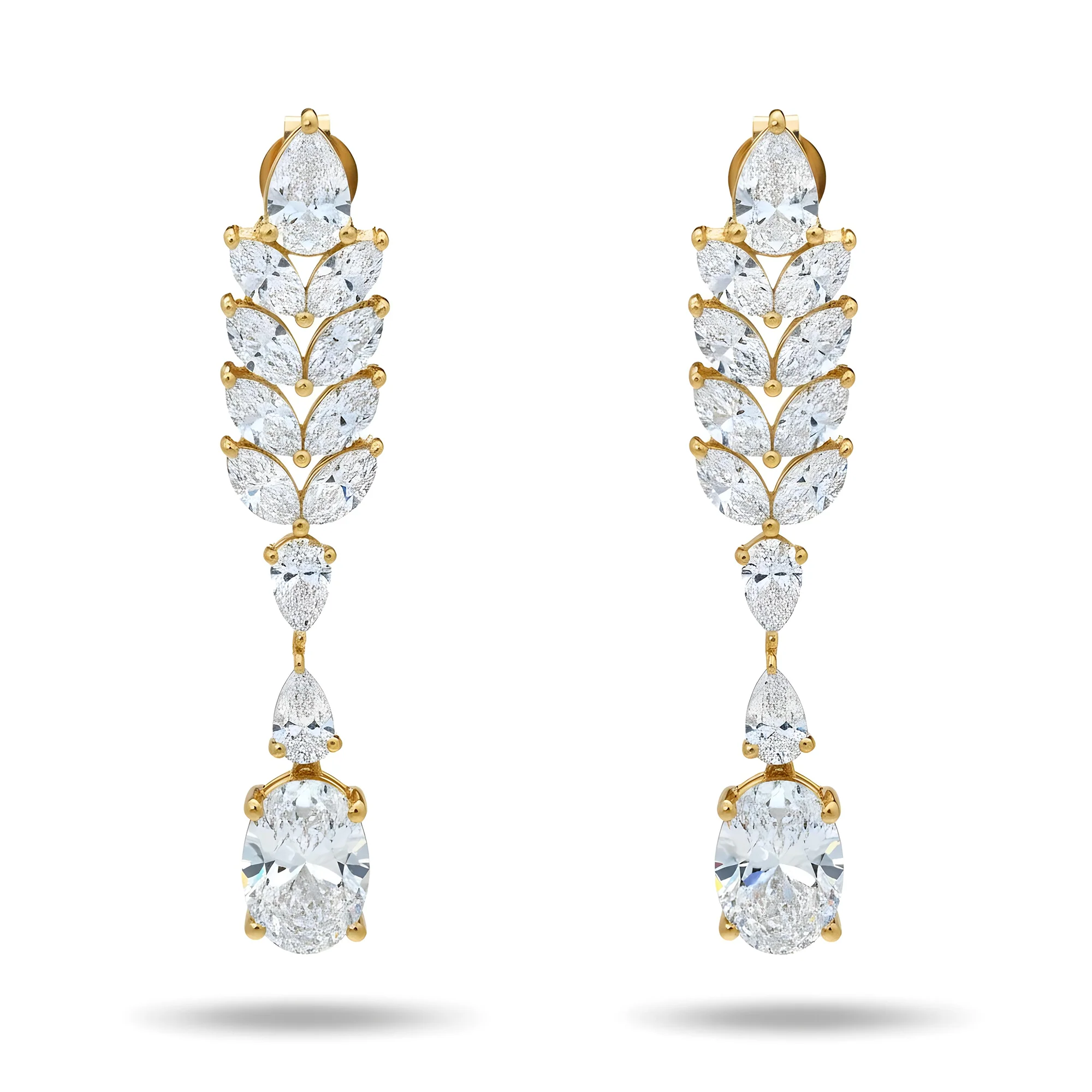 14K White Gold Pear & Oval Cut Diamond Drop Earrings 8.22ct - Image 4
