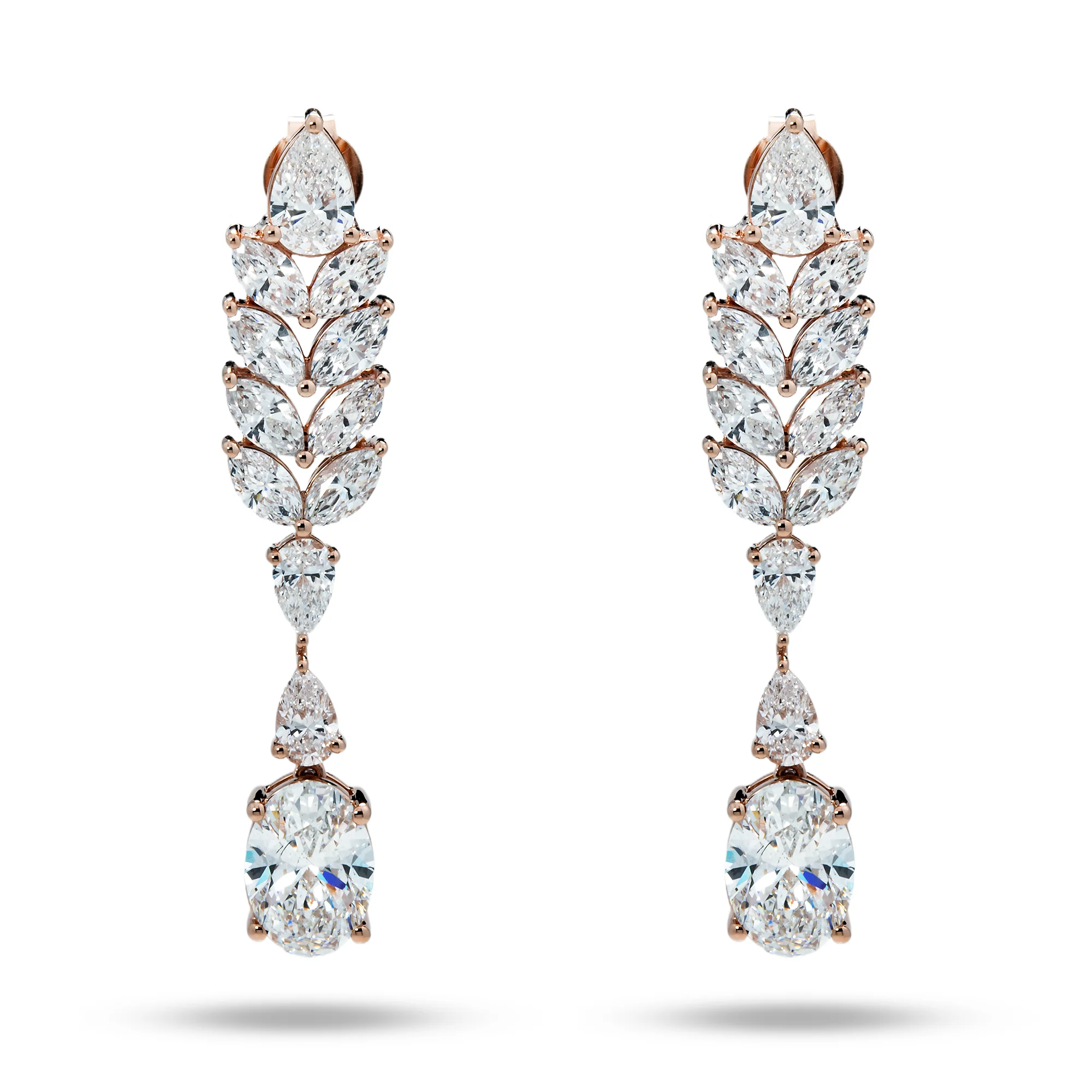14K White Gold Pear & Oval Cut Diamond Drop Earrings 8.22ct - Image 6