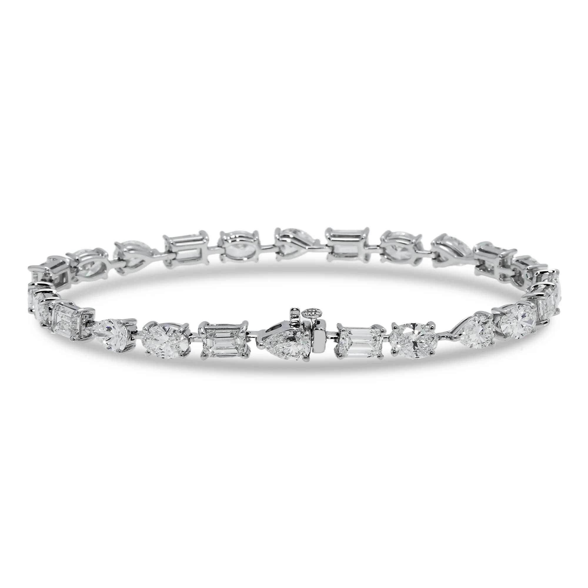 14K White Gold Pear, Oval & Emerald Cut Diamond Satellite Bracelet 11.0ct - Image 3