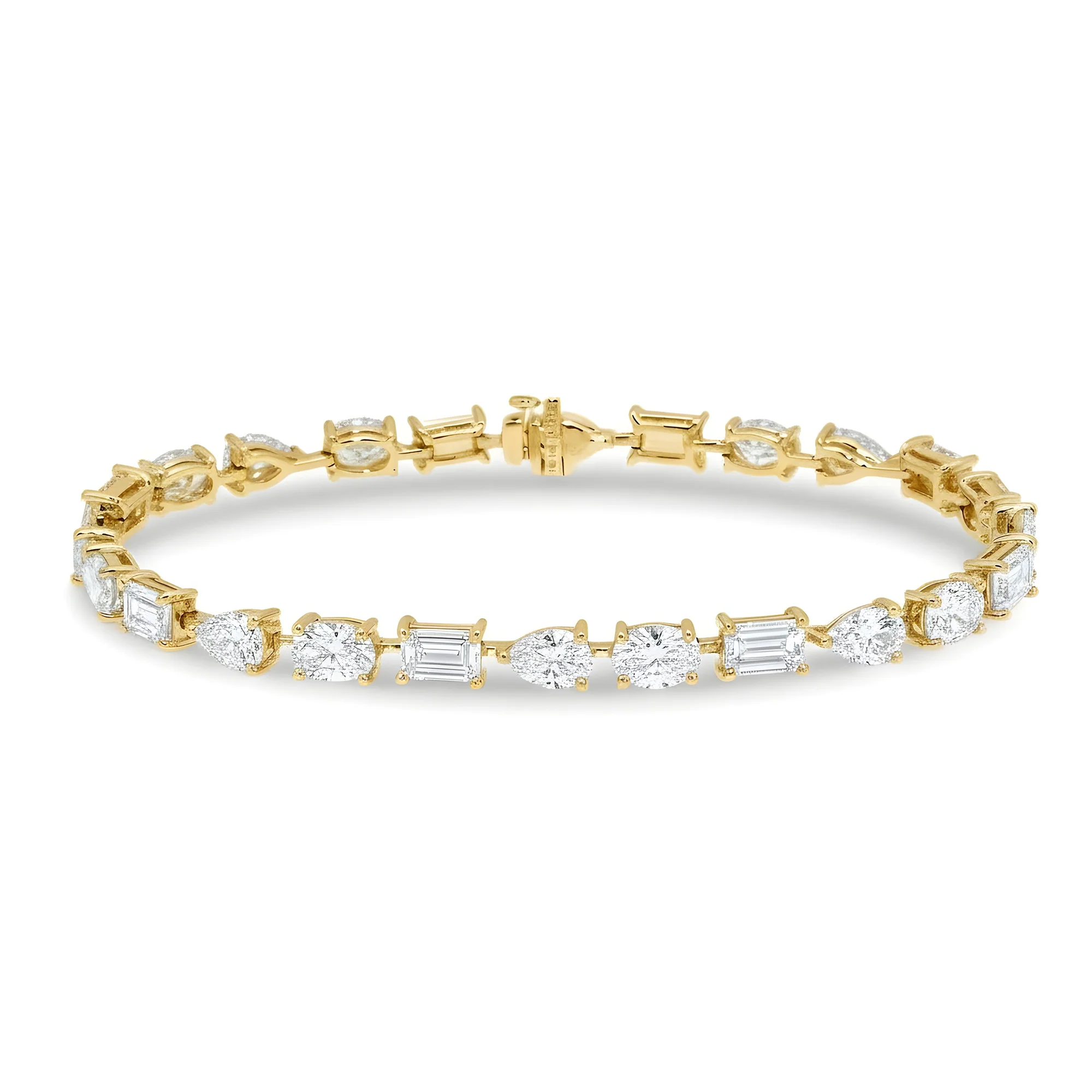14K White Gold Pear, Oval & Emerald Cut Diamond Satellite Bracelet 11.0ct - Image 5