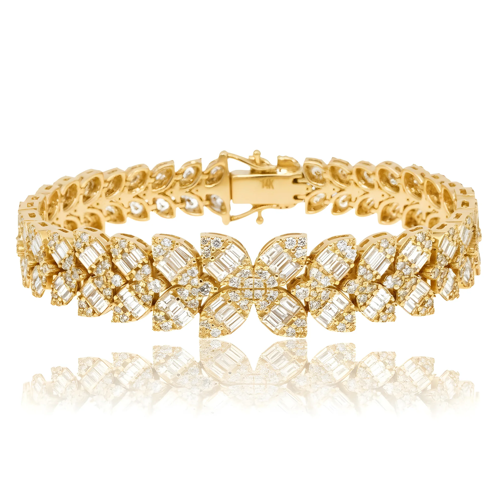 14K White Gold Petal Vine Diamond Bracelet 10.10ct - Image 5
