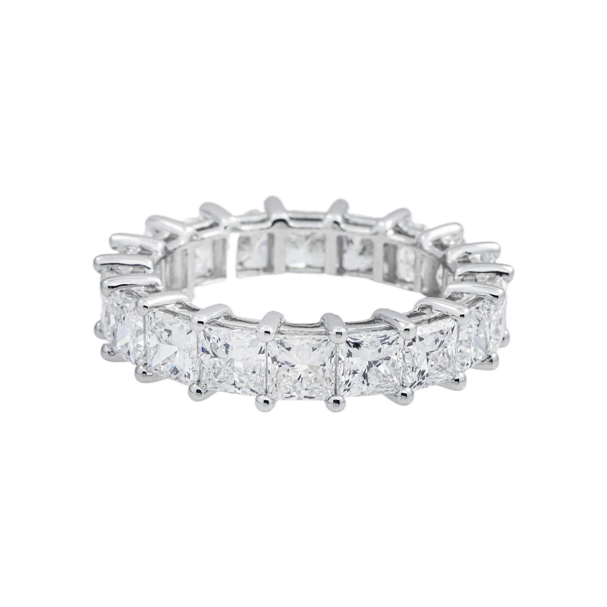 14K White Gold Princess Cut Diamond Eternity Ring 5.77ct (Size 6)