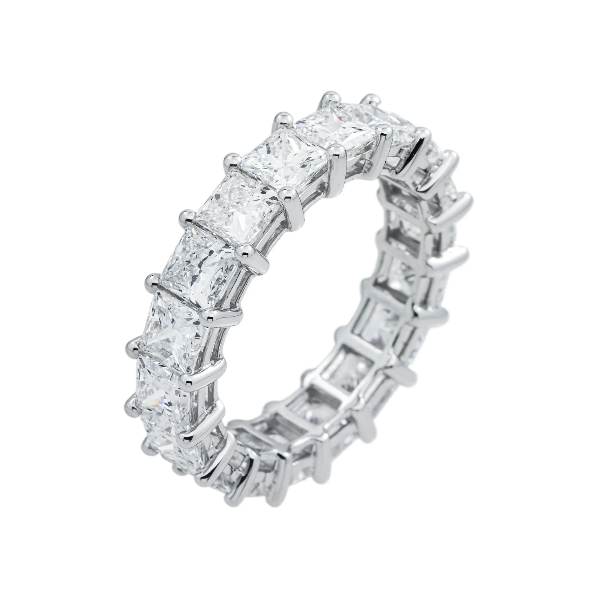 14K White Gold Princess Cut Diamond Eternity Ring 5.77ct (Size 6) - Image 4