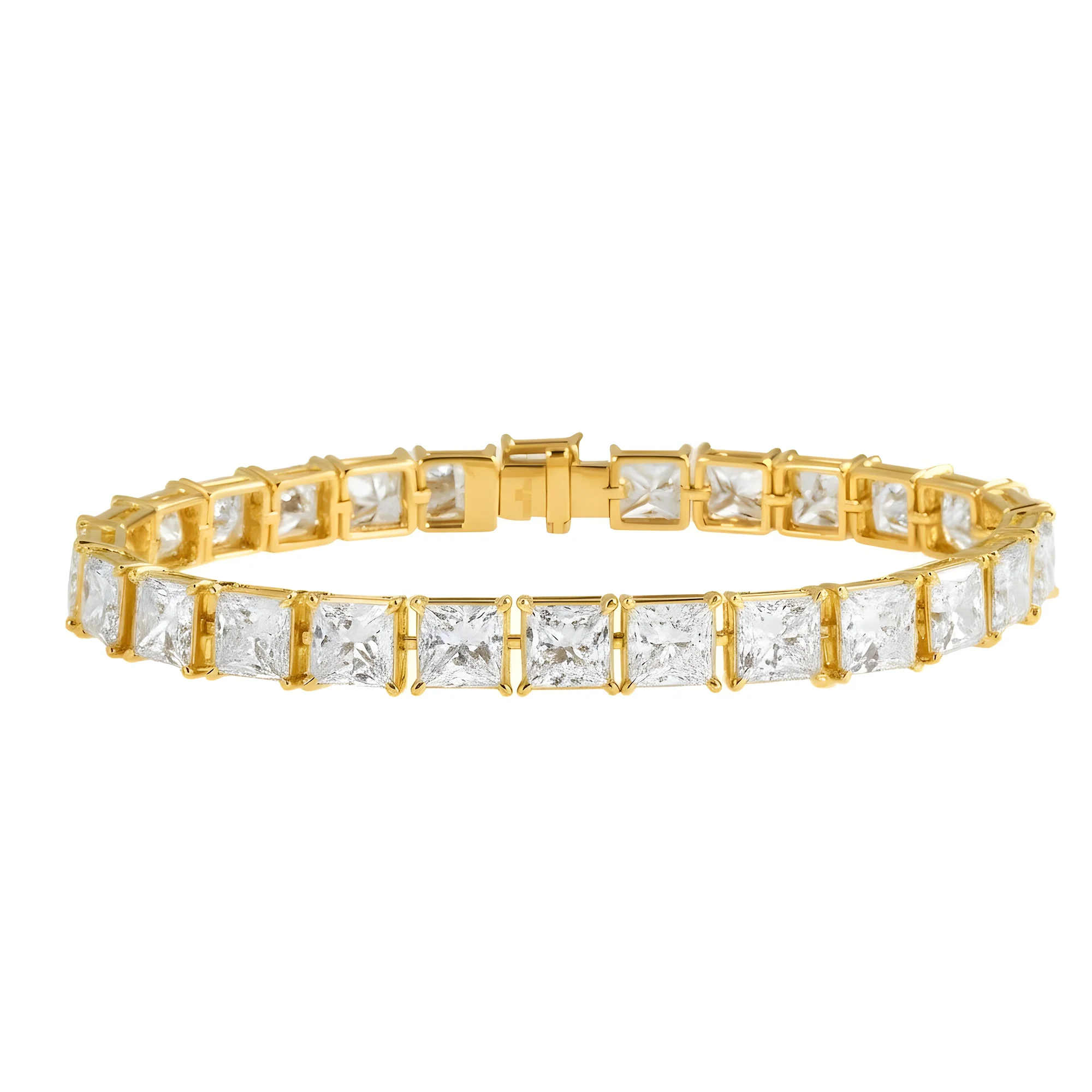 14K White Gold Princess Cut Diamond Tennis Bracelet 27.25ct - Image 5