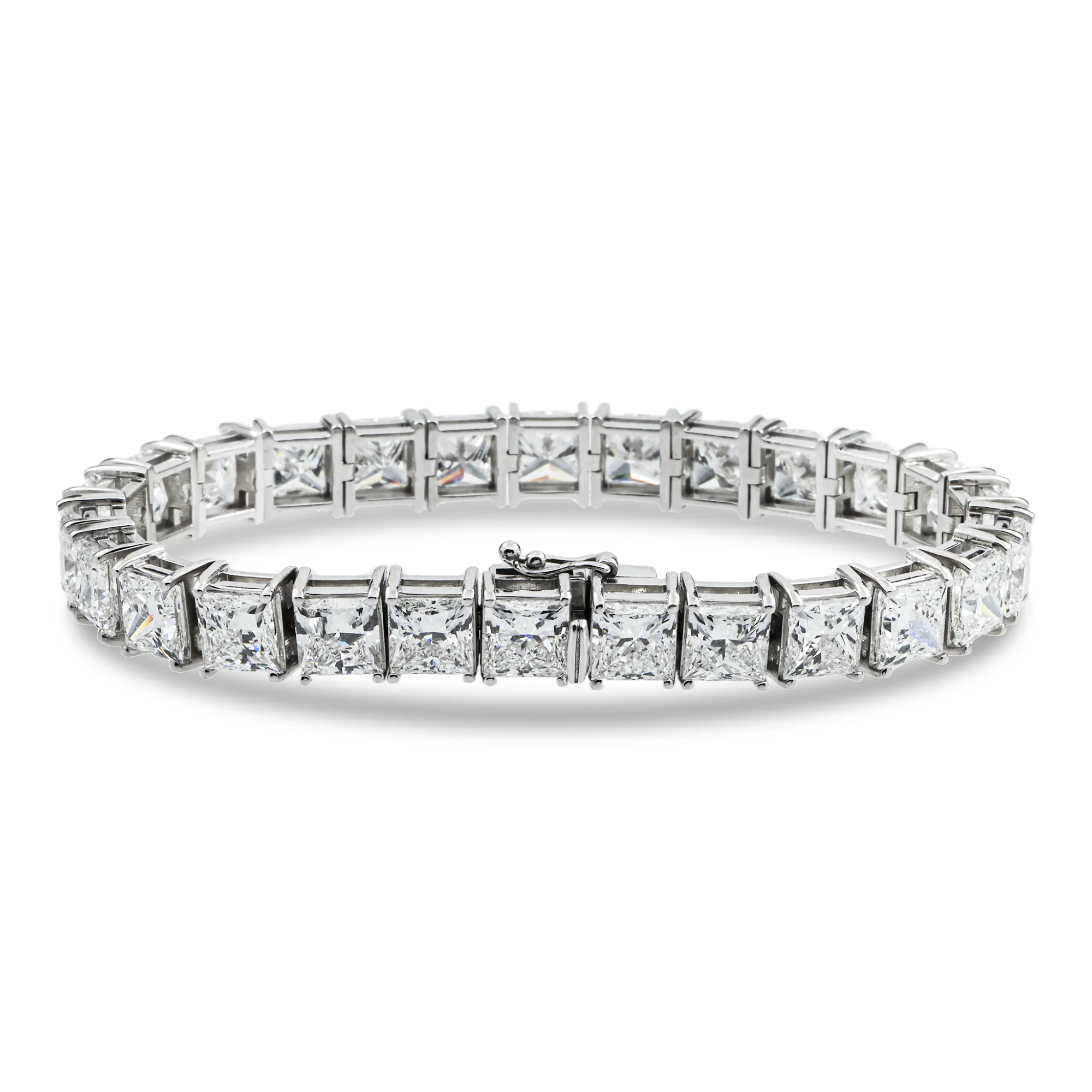 14K White Gold Princess Cut Diamond Tennis Bracelet 41.59 - Image 4