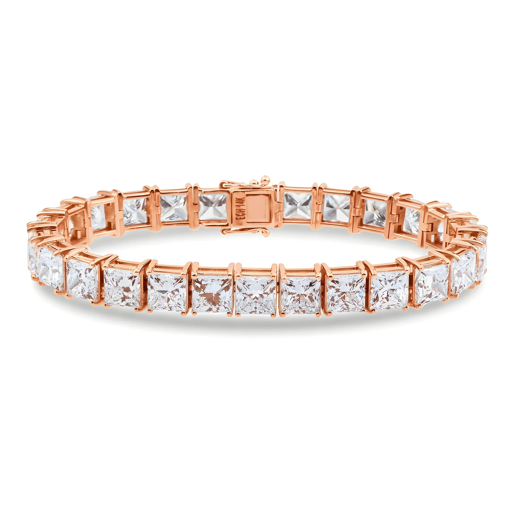14K White Gold Princess Cut Diamond Tennis Bracelet 41.59 - Image 7