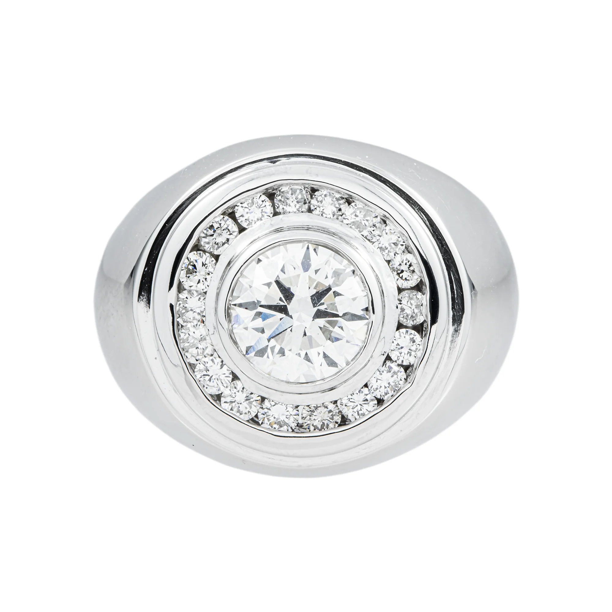 14K White Gold Round Diamond Ring W/ Halo 2.81ctw