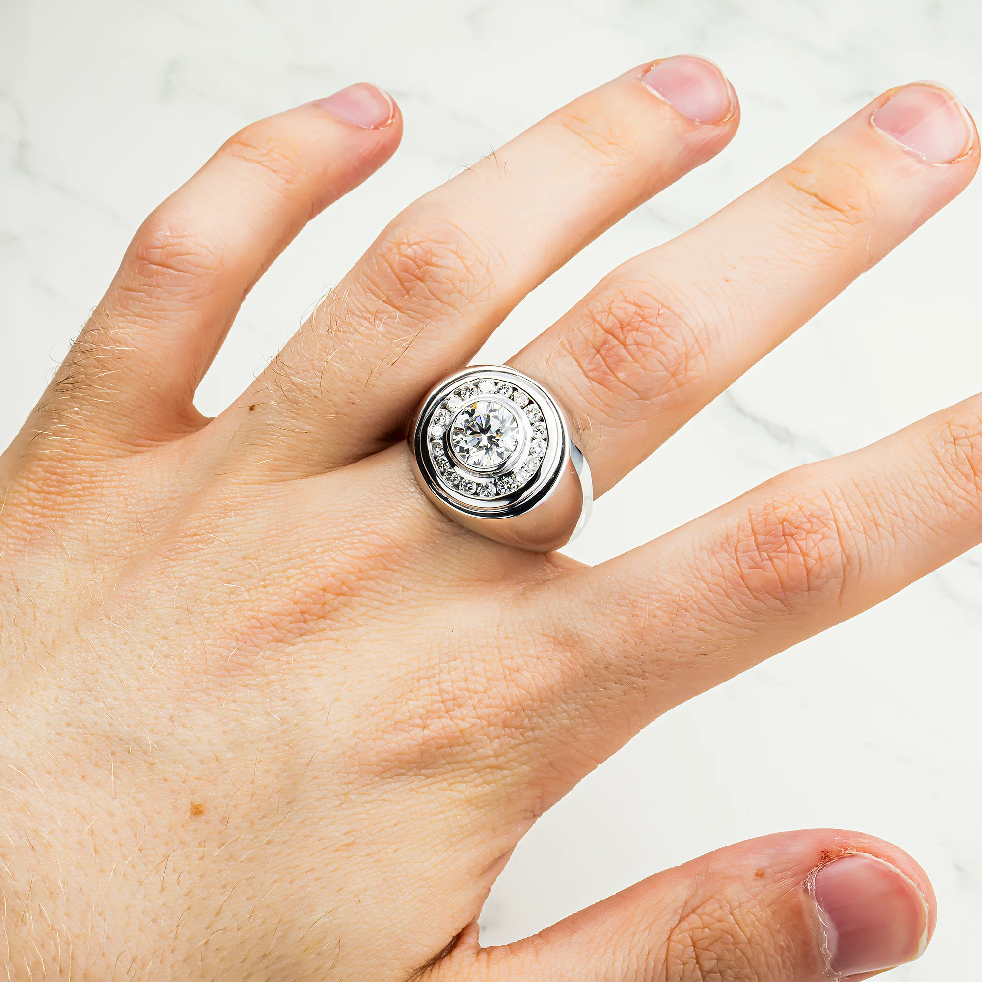 14K White Gold Round Diamond Ring W/ Halo 2.81ctw - Image 2