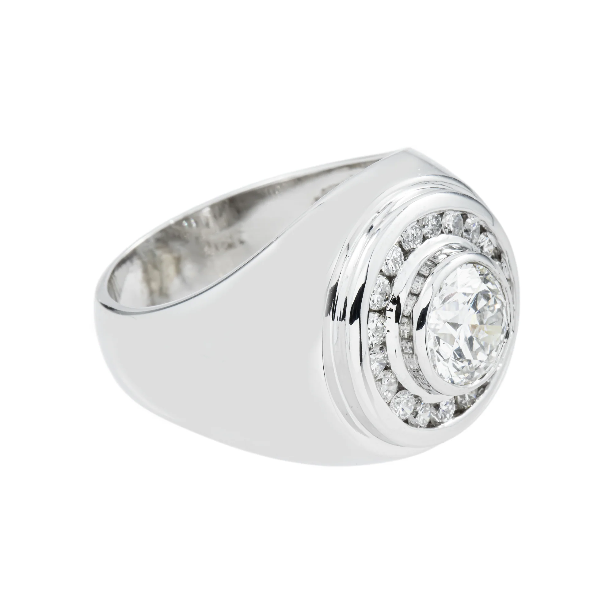 14K White Gold Round Diamond Ring W/ Halo 2.81ctw - Image 3