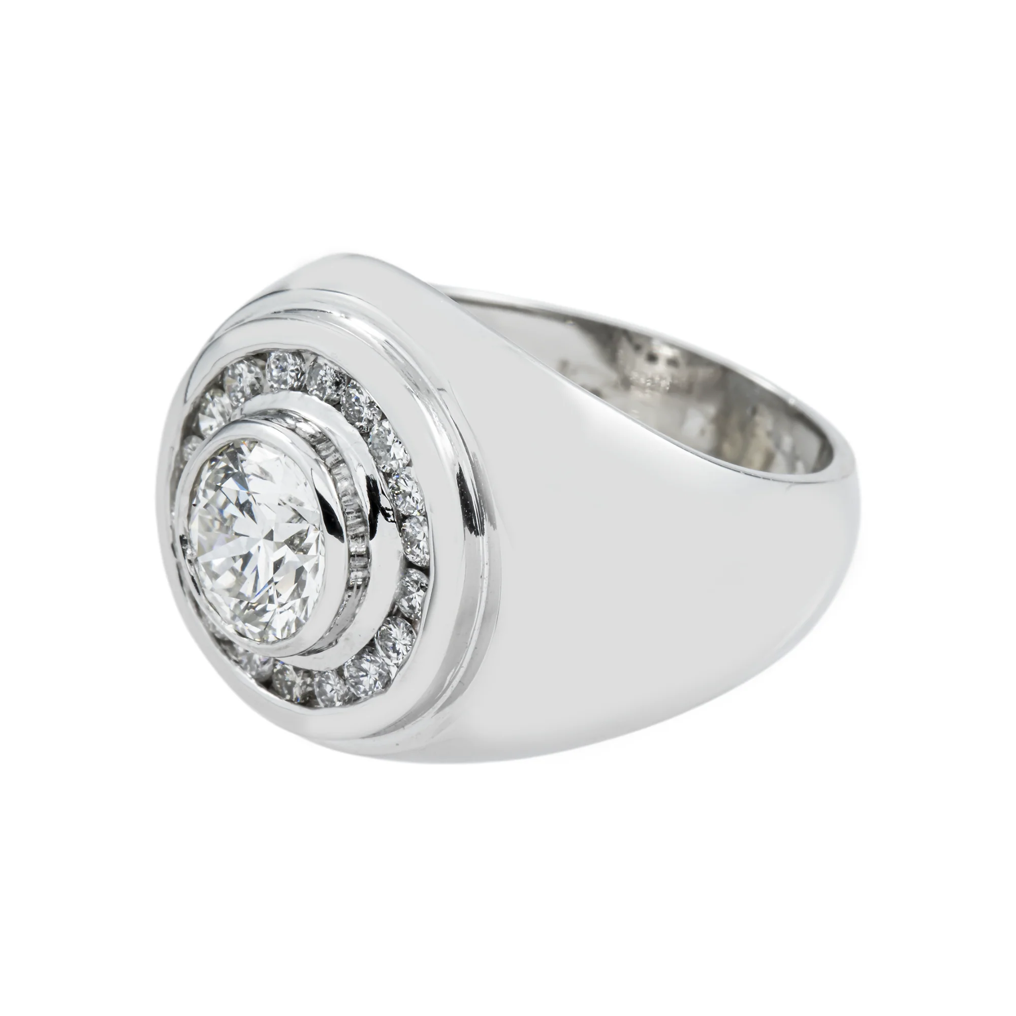14K White Gold Round Diamond Ring W/ Halo 2.81ctw - Image 4