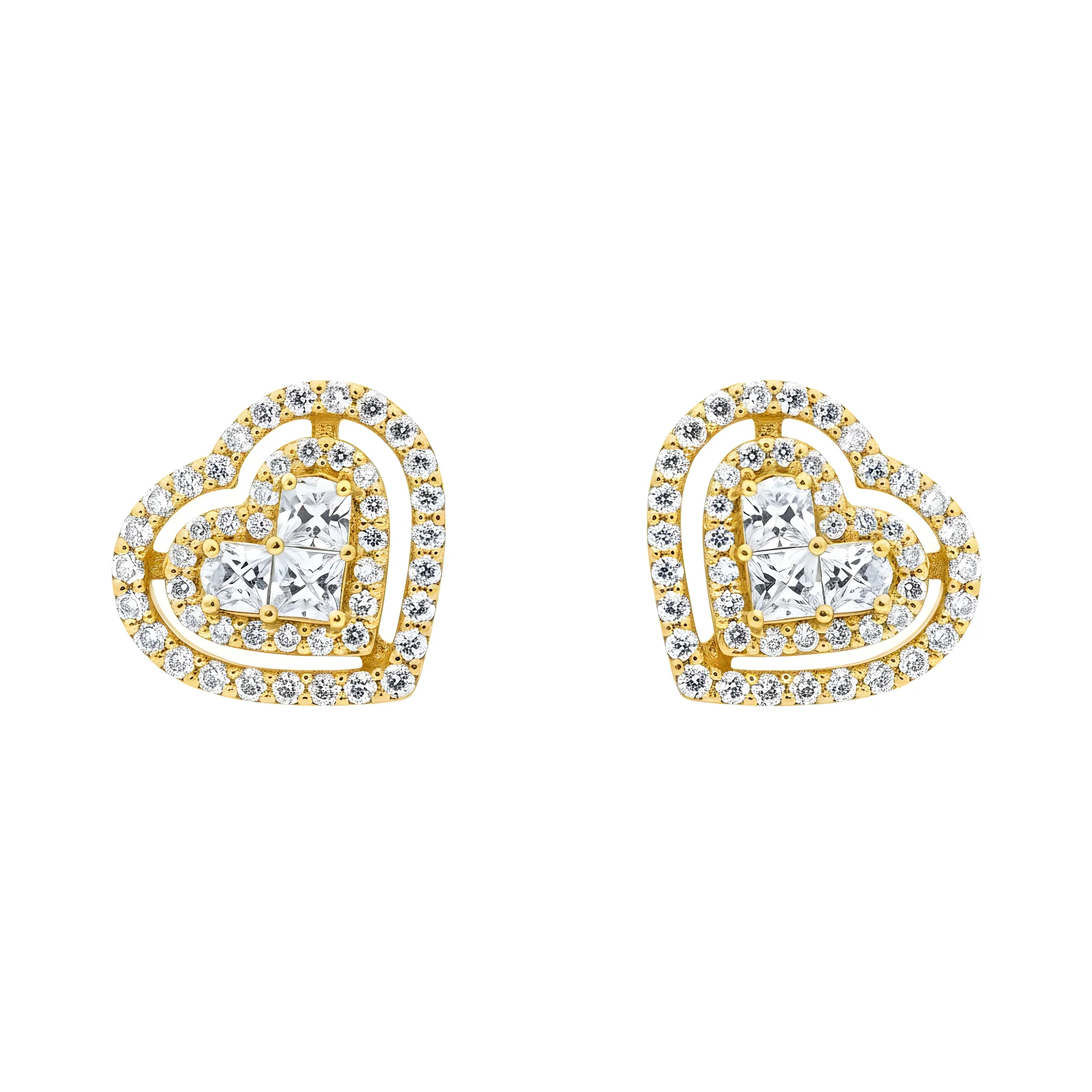 14K White Gold Princess Cut Heart Diamond Earrings 1.04ctw - Image 4