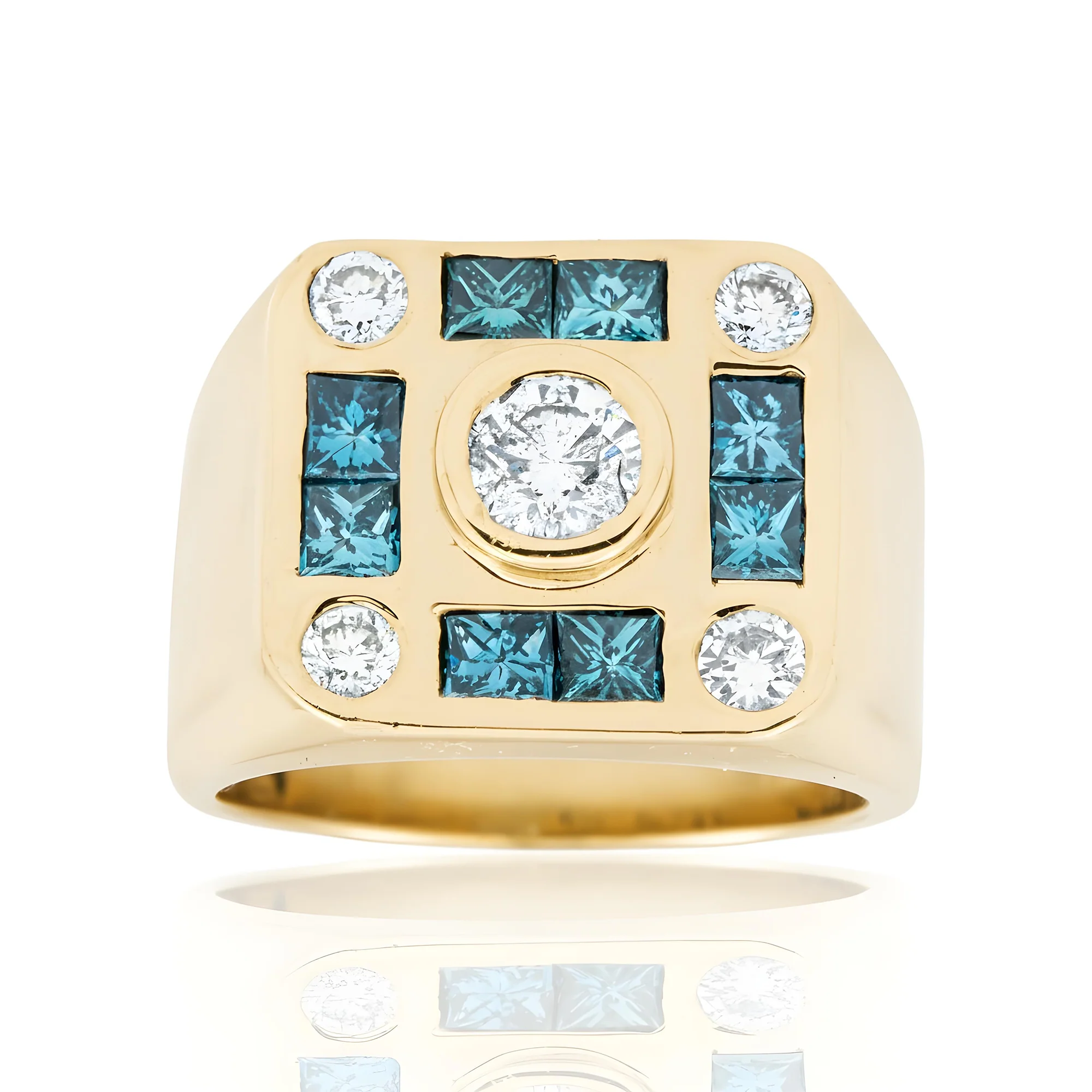 14K White Gold Princess Cut Fancy Blue & White Diamond Ring 2.68ct - Image 6