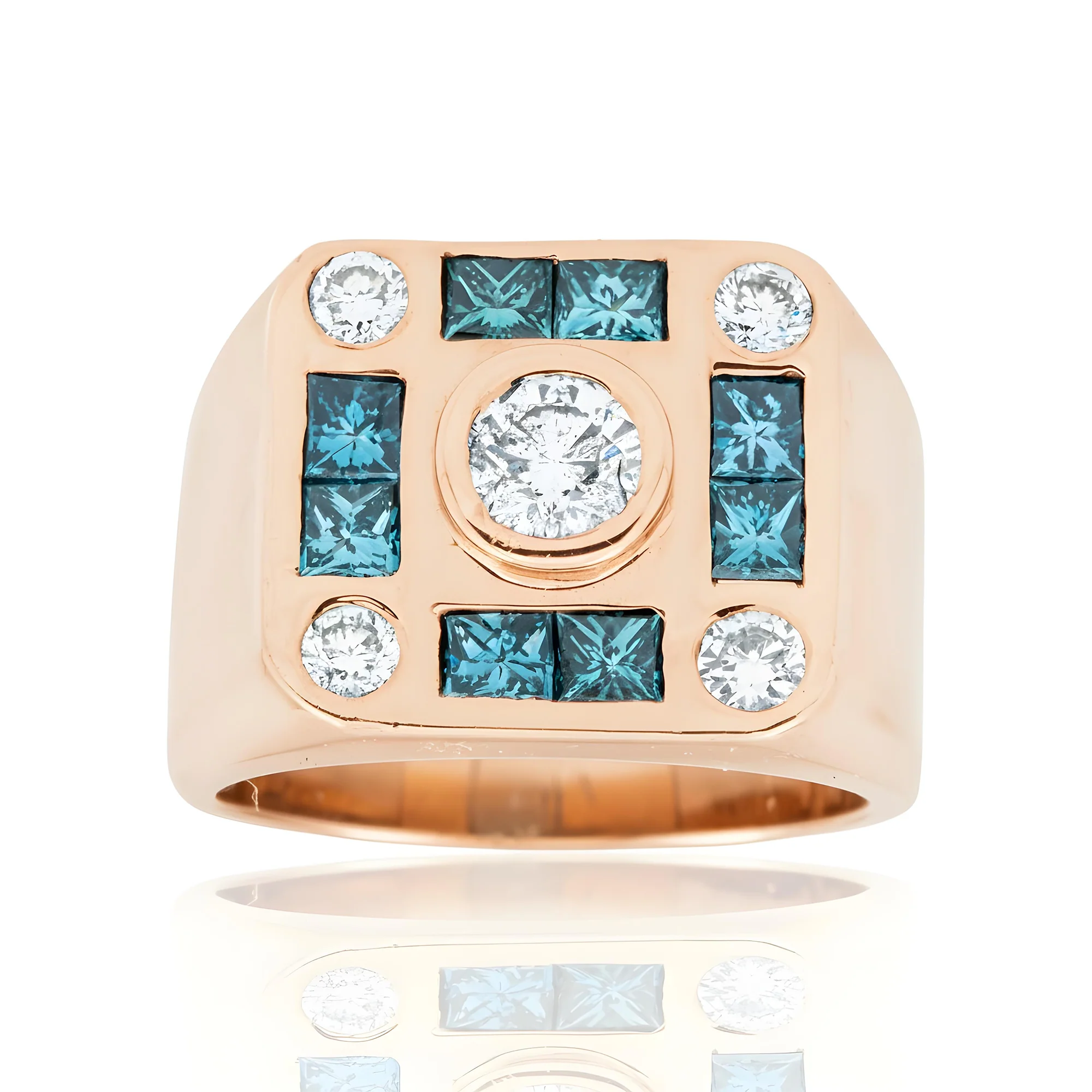 14K White Gold Princess Cut Fancy Blue & White Diamond Ring 2.68ct - Image 8