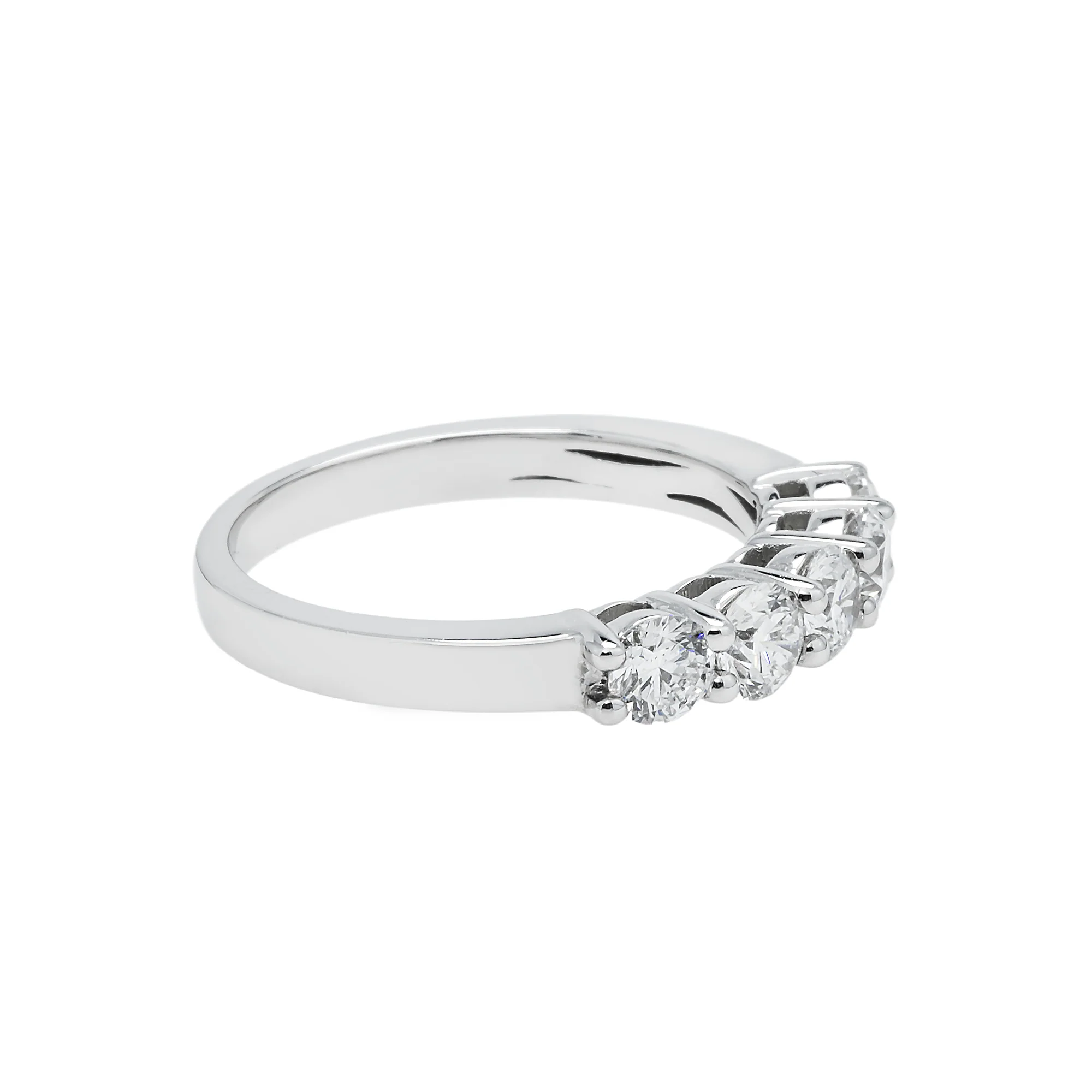 14K White Gold Prong Set Five Diamond Ring 1.0ct (size 6.75) - Image 3