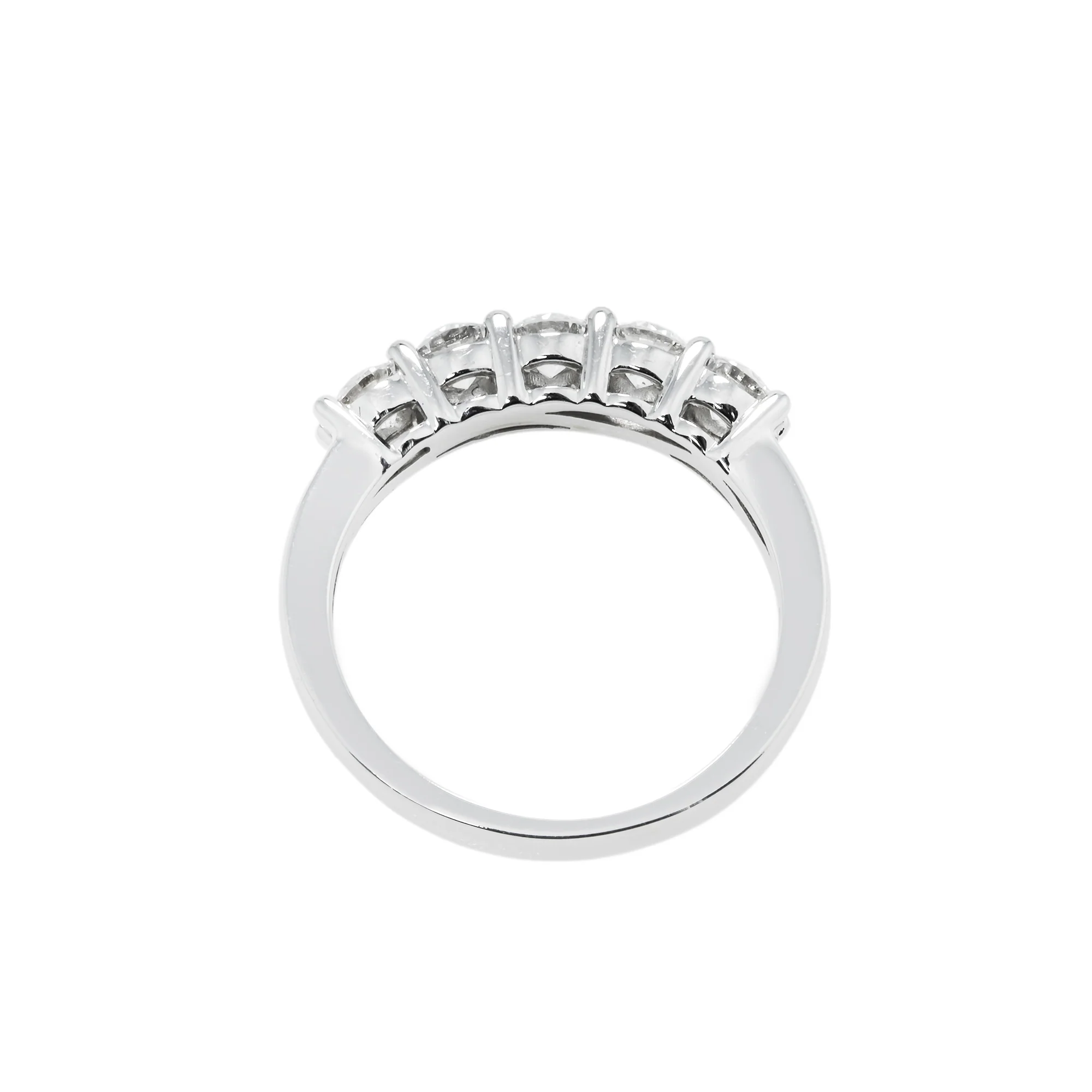 14K White Gold Prong Set Five Diamond Ring 1.0ct (size 6.75) - Image 4