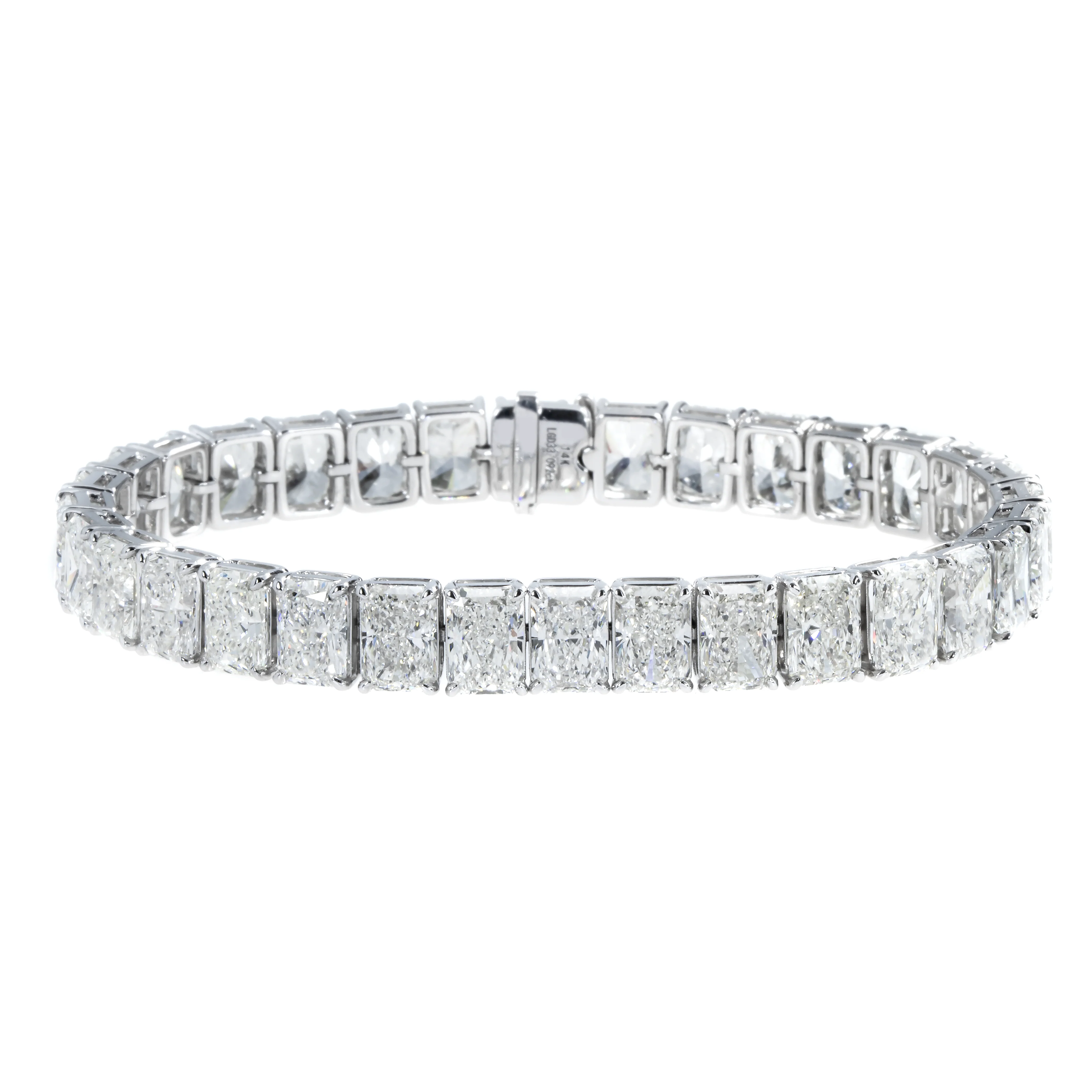 14K White Gold Radiant Cut Diamond Tennis Bracelet 33.09ct