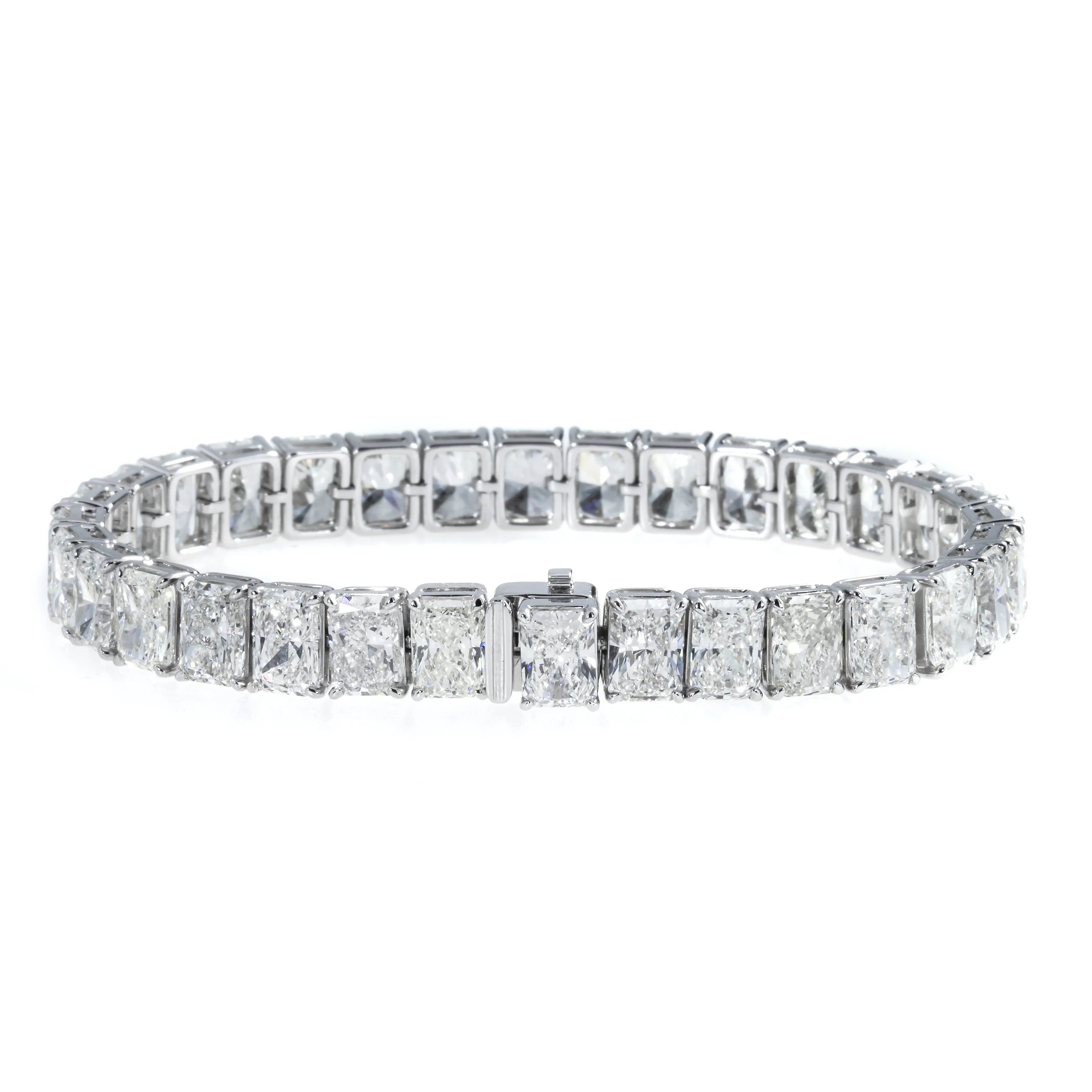 14K White Gold Radiant Cut Diamond Tennis Bracelet 33.09ct - Image 3