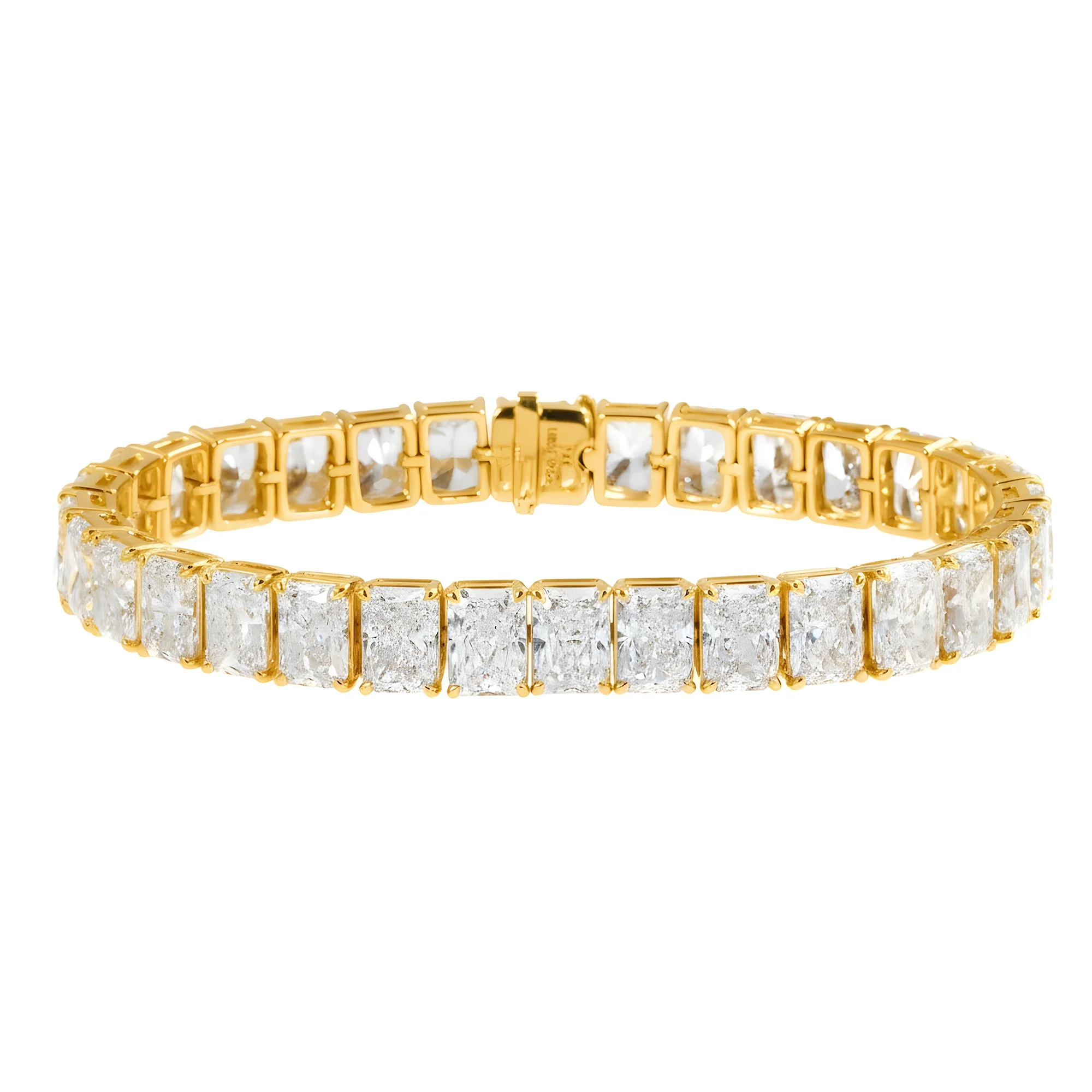 14K White Gold Radiant Cut Diamond Tennis Bracelet 33.09ct - Image 5