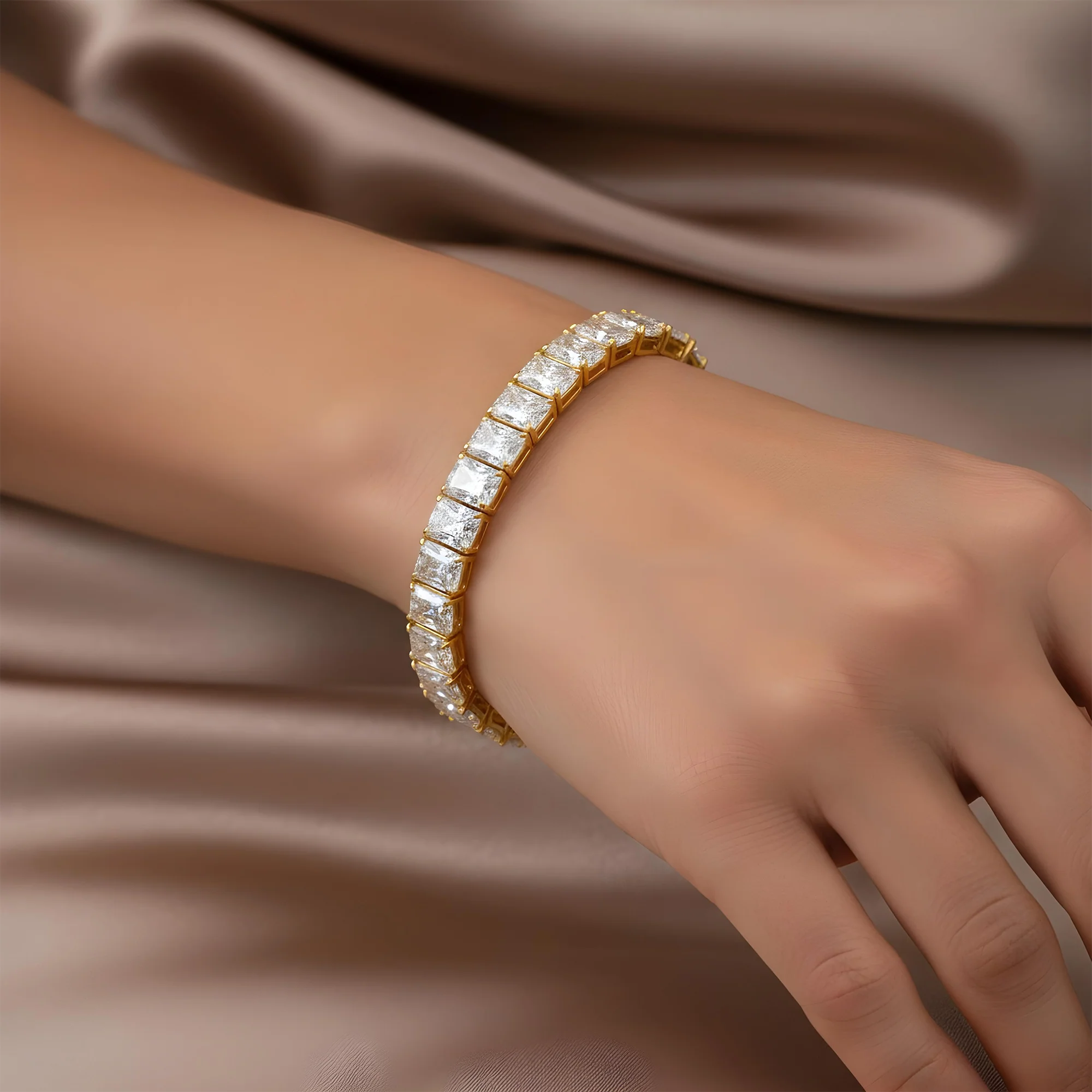 14K White Gold Radiant Cut Diamond Tennis Bracelet 33.09ct - Image 6