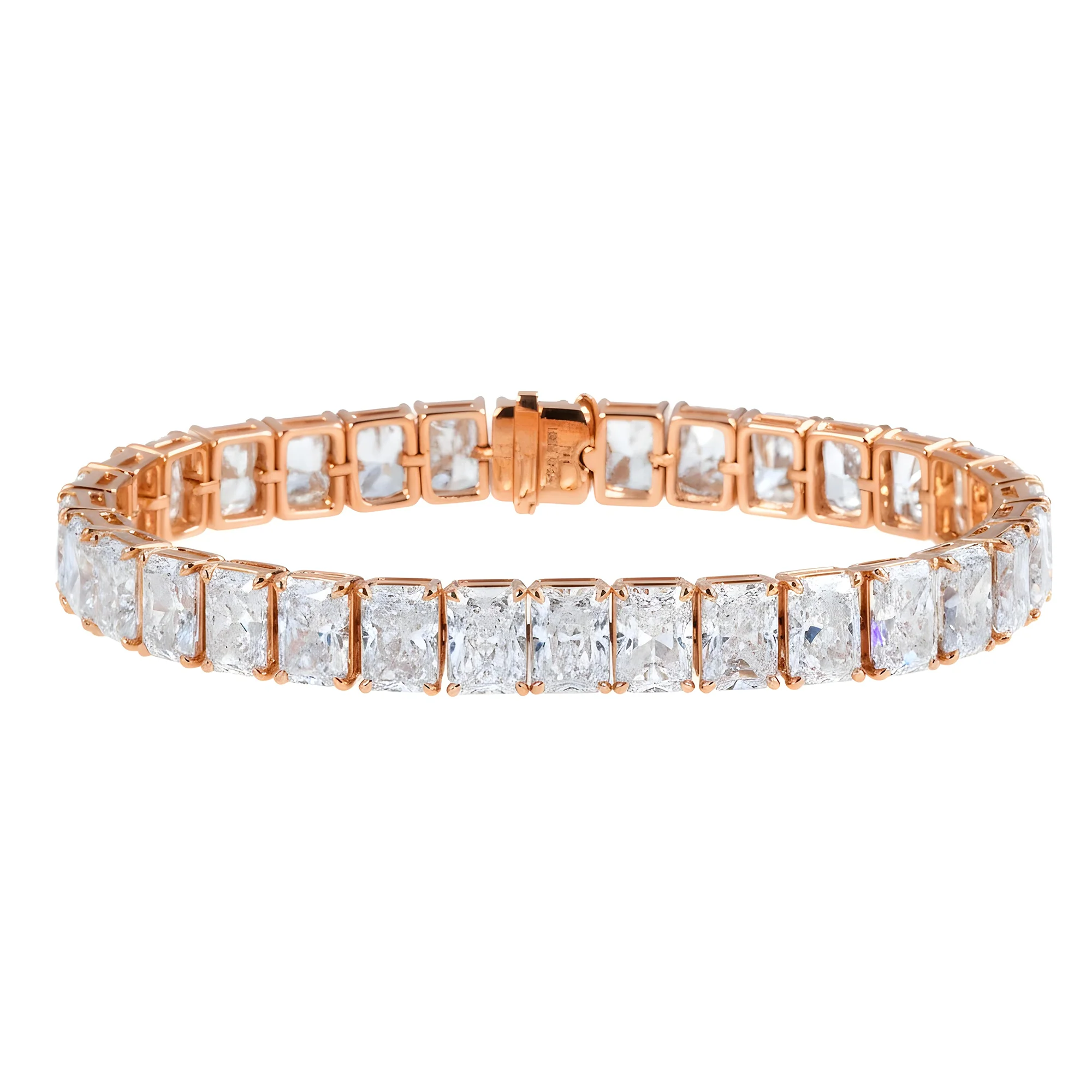 14K White Gold Radiant Cut Diamond Tennis Bracelet 33.09ct - Image 7