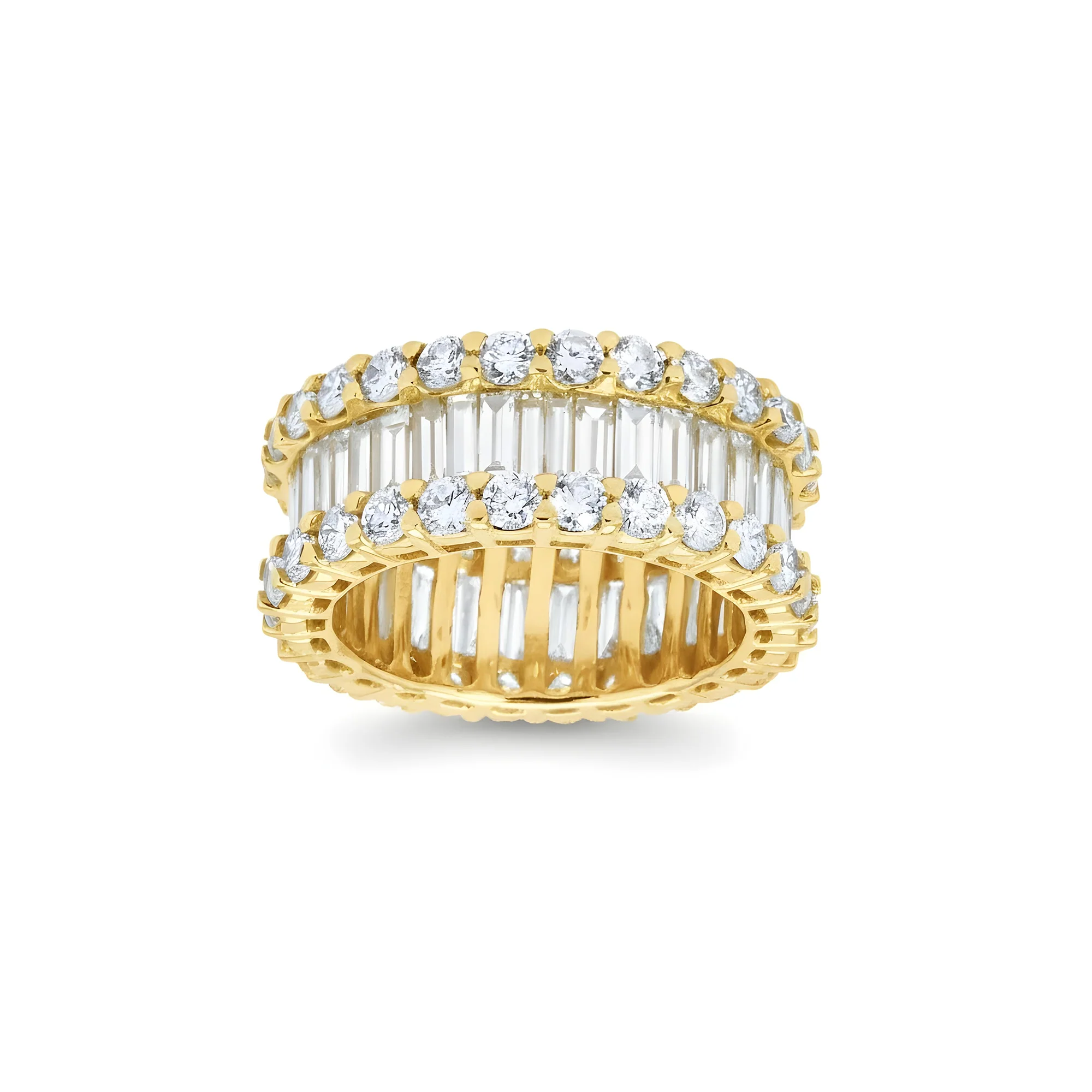 14K White Gold Baguette & Round Cut Diamond Eternity Ring 6.41ct (size 6-9) - Image 5