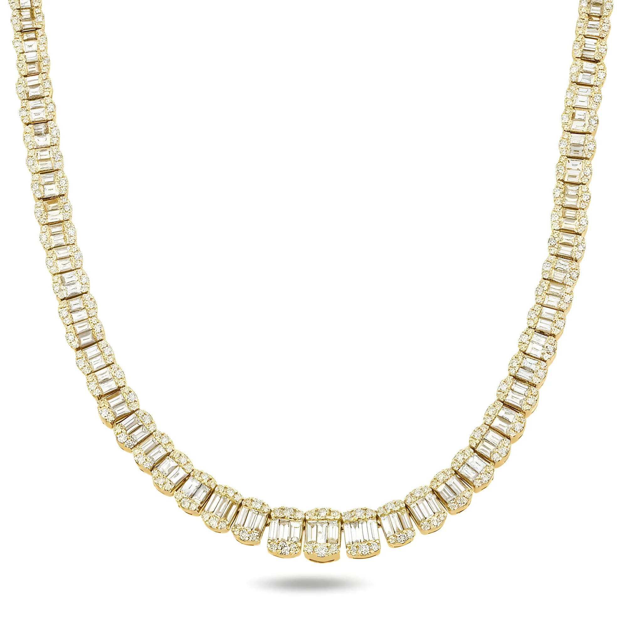 14K White Gold Graduated Round & Baguette Cut Diamond Tennis Chain 23.70ct - Image 5