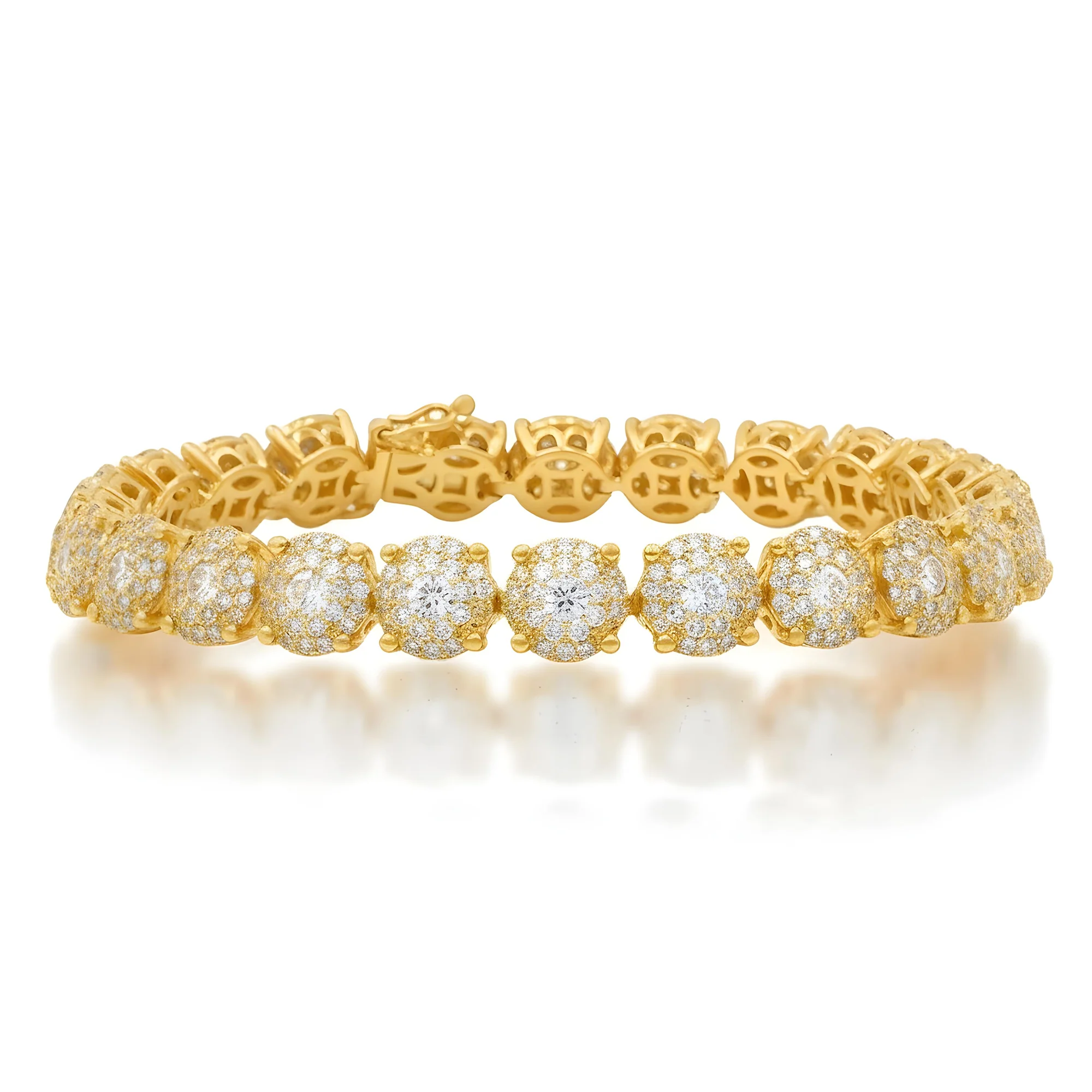 14K White Gold Round Cluster Diamond Bracelet 6.50ct - Image 4