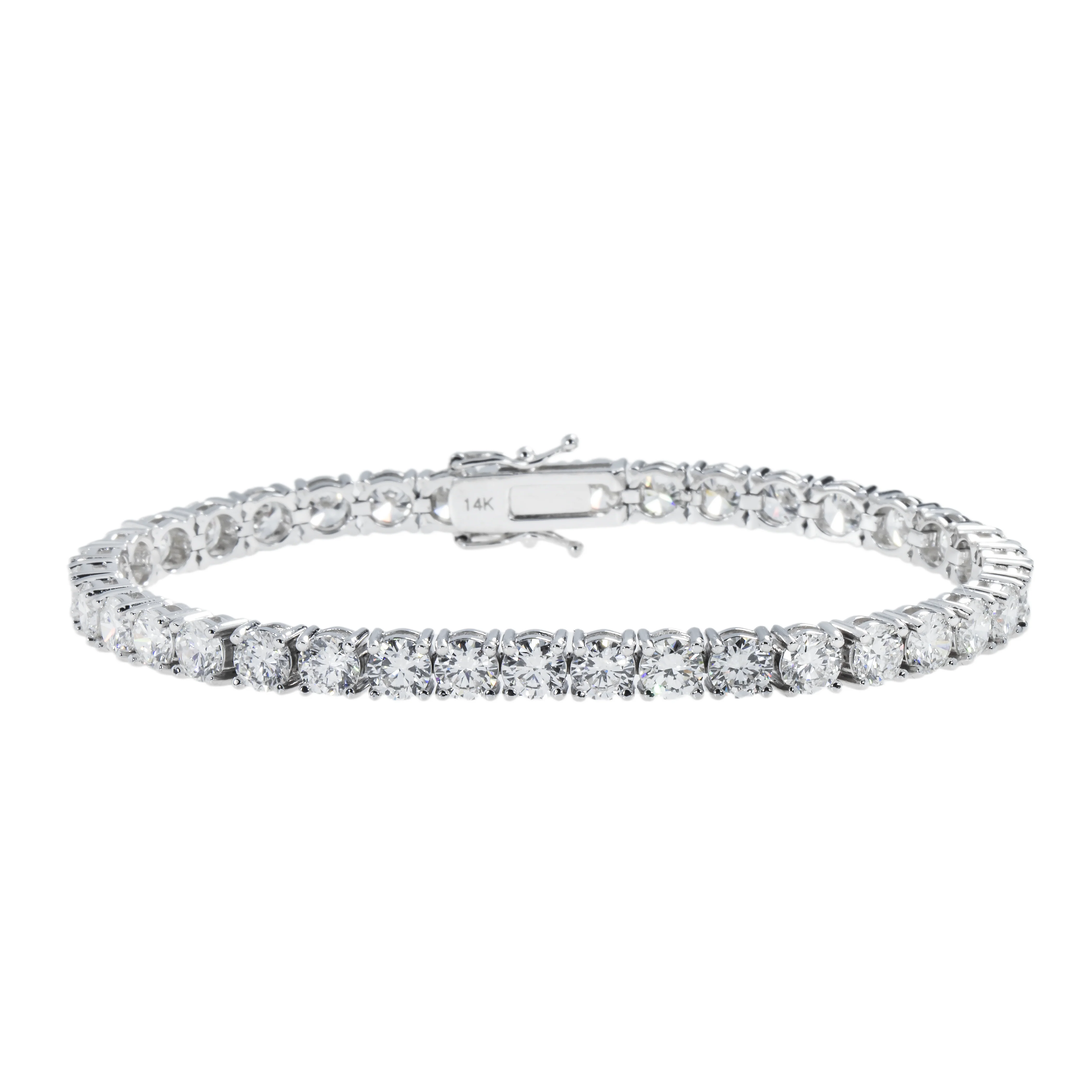 14K White Gold Round Diamond Tennis Bracelet 12.30ct