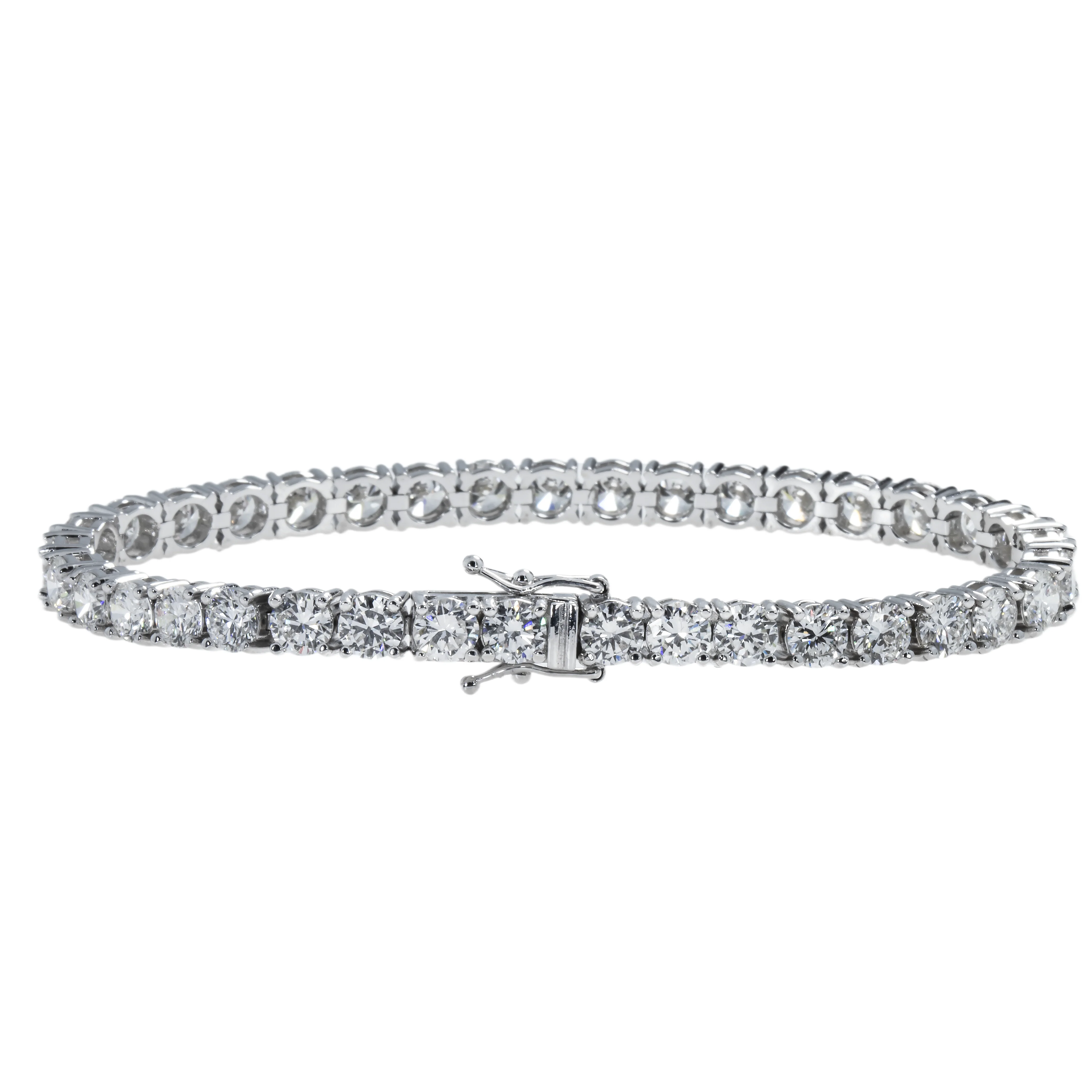 14K White Gold Round Diamond Tennis Bracelet 12.30ct - Image 4